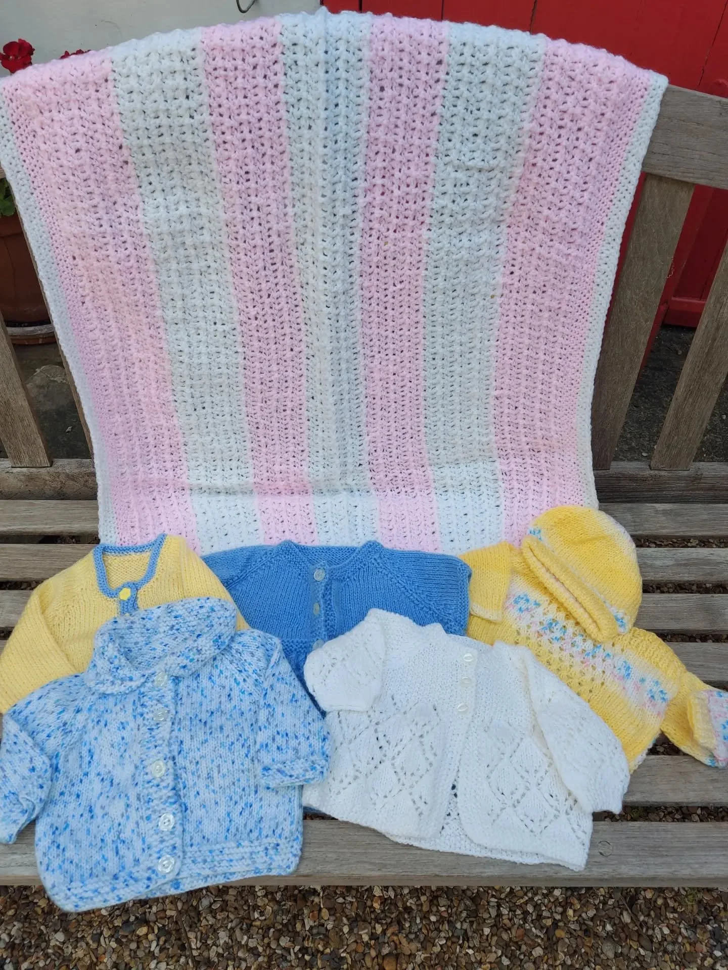 Karen in Martley sent us these delightful things. She told us that they were made by her mother, who used to sell her knitting for charity.  Karen found them after her mother died while clearing her house.

Thank you, Karen. We are honoured to receiv