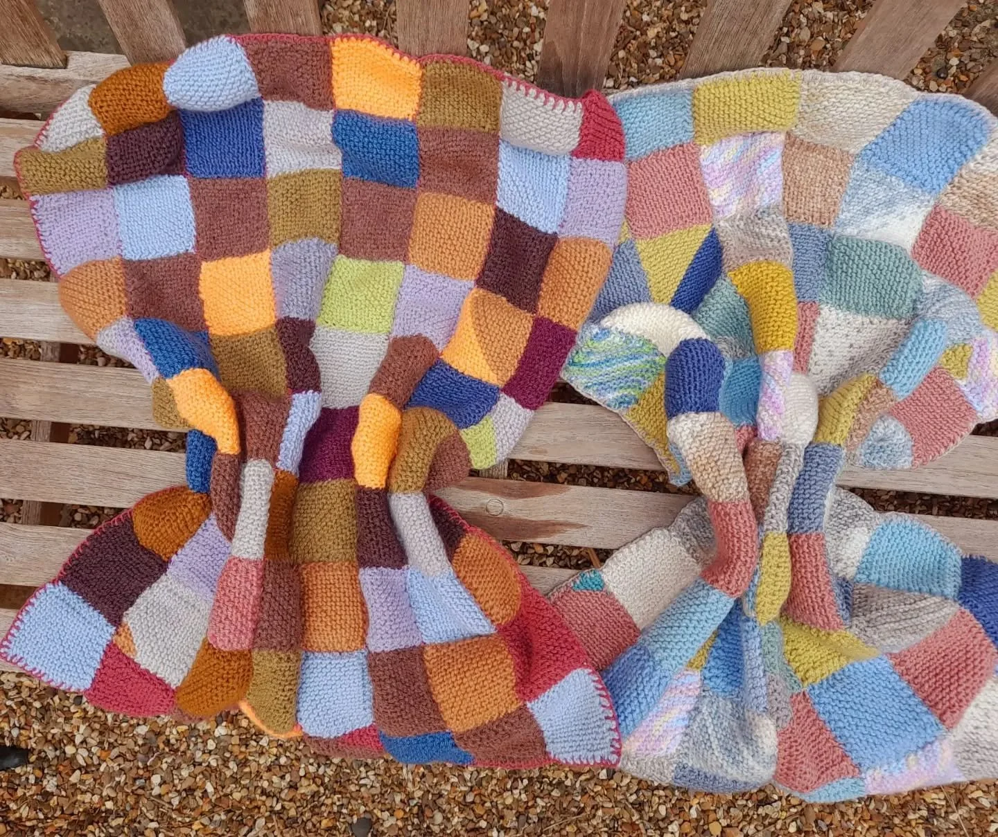 Julia in Worthing has sent us a cheerful collection of blankets. They are a useful size and will brighten any room. 

Thank you, Julia. These are our Knit of the Day!

#knitoftheday #handknitting #yarnlover #knittingforothers #charity
