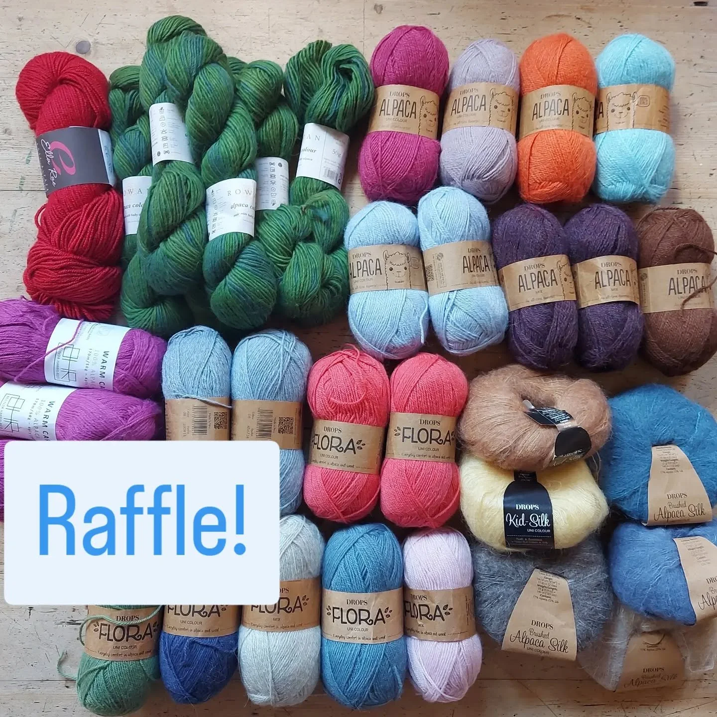 Don't forget about this month's raffle. It's a large collection of soft and squishy alpaca, with plenty to fire your imagination to make colourful things!

It's just &pound;10 to enter and every purchase helps us to continue to distribute warm clothe
