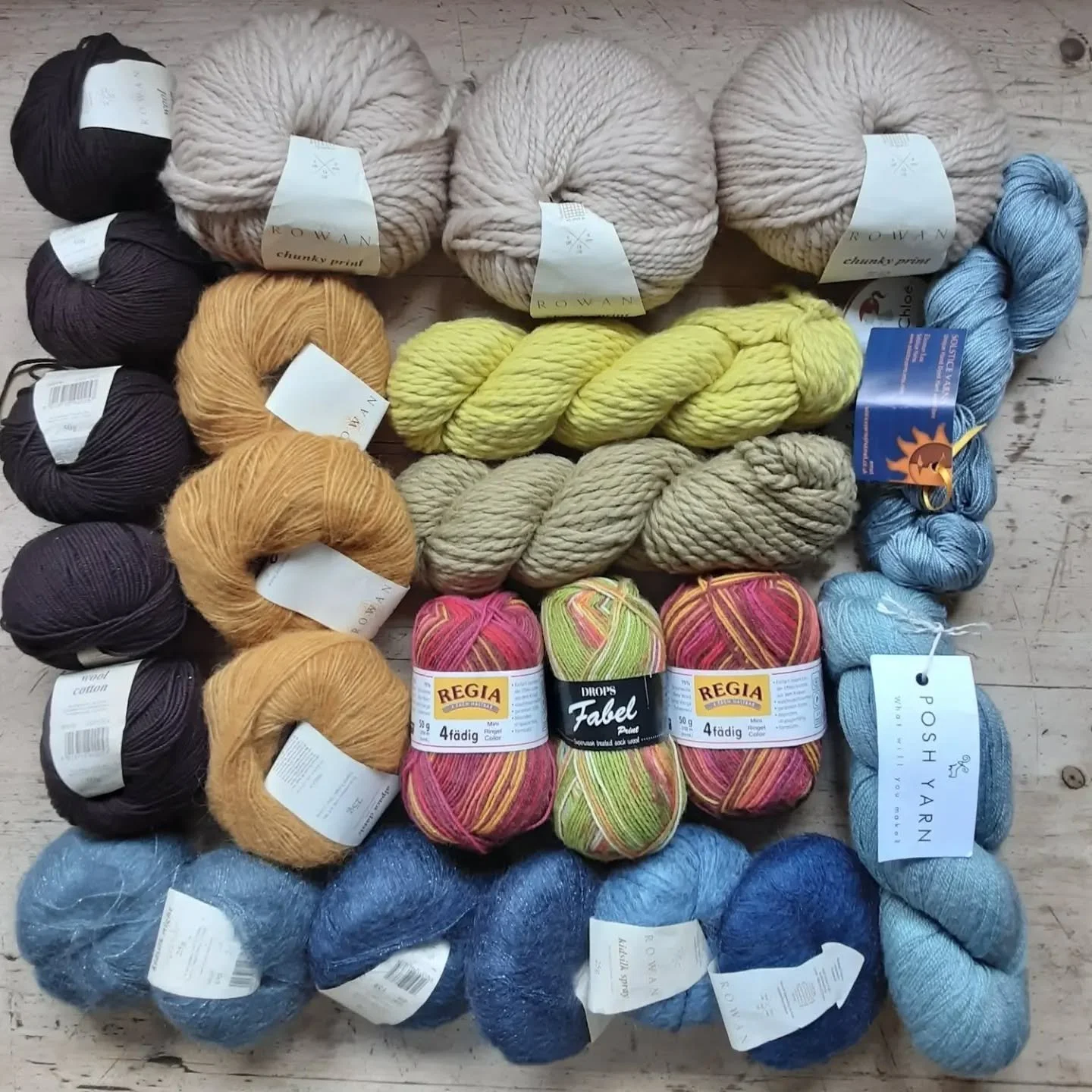 We have a couple types of gift packs available for sale in our online shop.

The Gift Pack is a bag stuffed full of interesting premium yarns from around the world. At just &pound;40 it gives you the opportunity to try out some premium yarn at a very