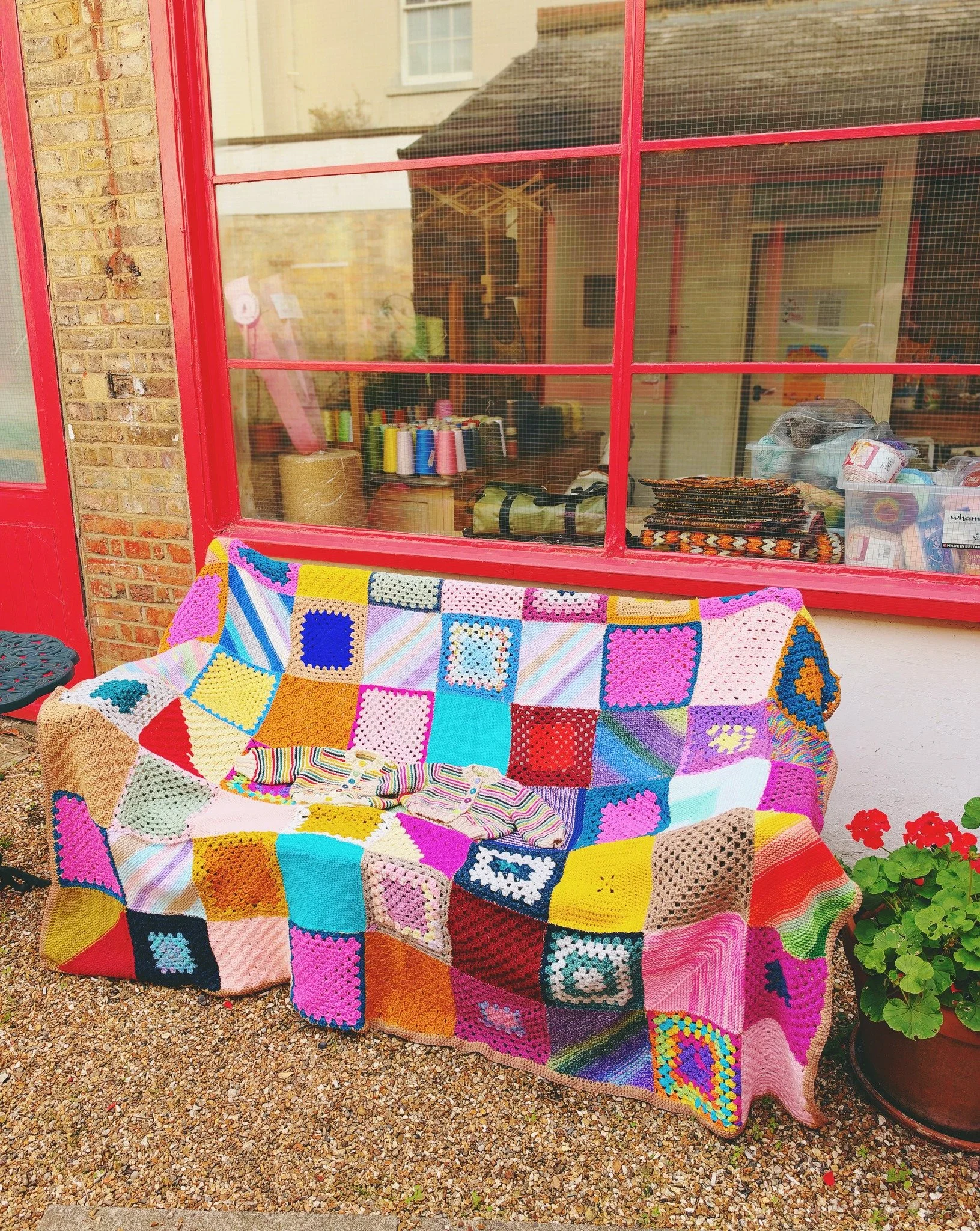 This huge colourful blanket made by the lovely knitters at 'Harrow U3A Knitting &amp; crochet for fun' group will surely brighten everyone's day! Along with the lovely cardigans made by Susan, they're our Crochet &amp; Knit of the day. 

Thanks you f