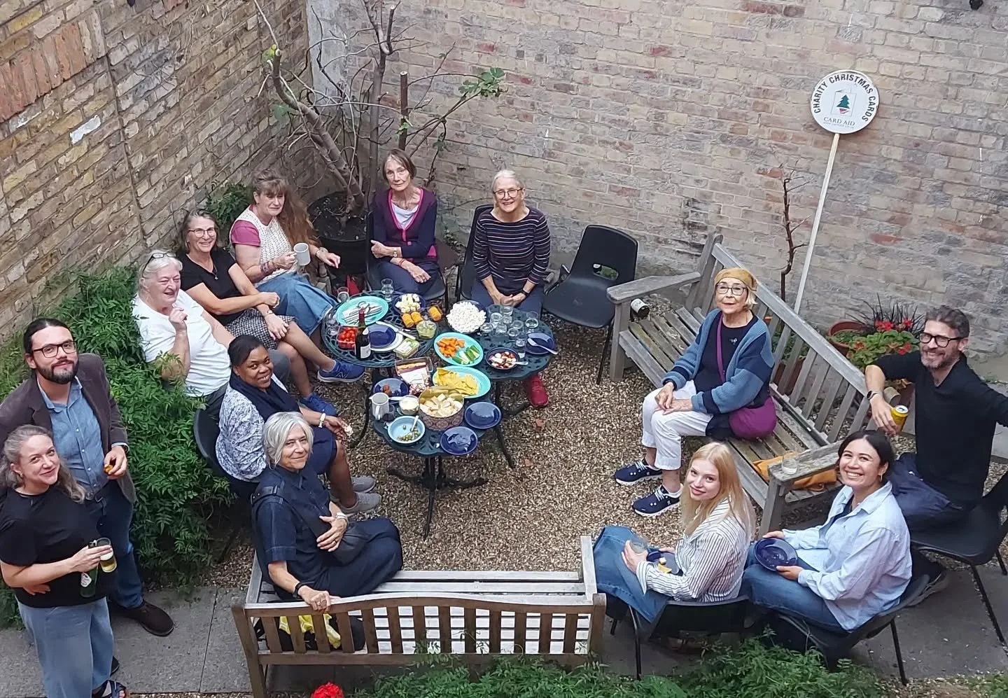 Yesterday late afternoon, it was still warm enough for us to sit outside in our courtyard for our Autumn social get-together, bringing together both old colleagues and new. It's a great group of people who have become firm friends.  The light faded, 