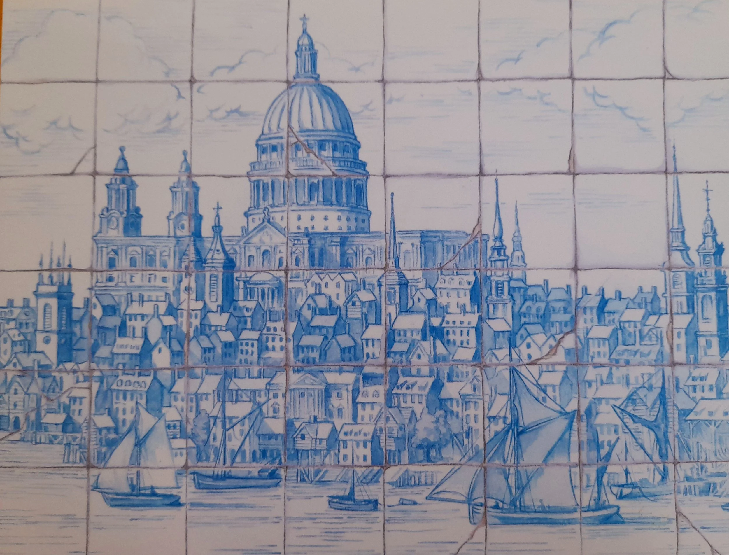 Delft Tiles pack of 5 large blank Greetings Cards double sided