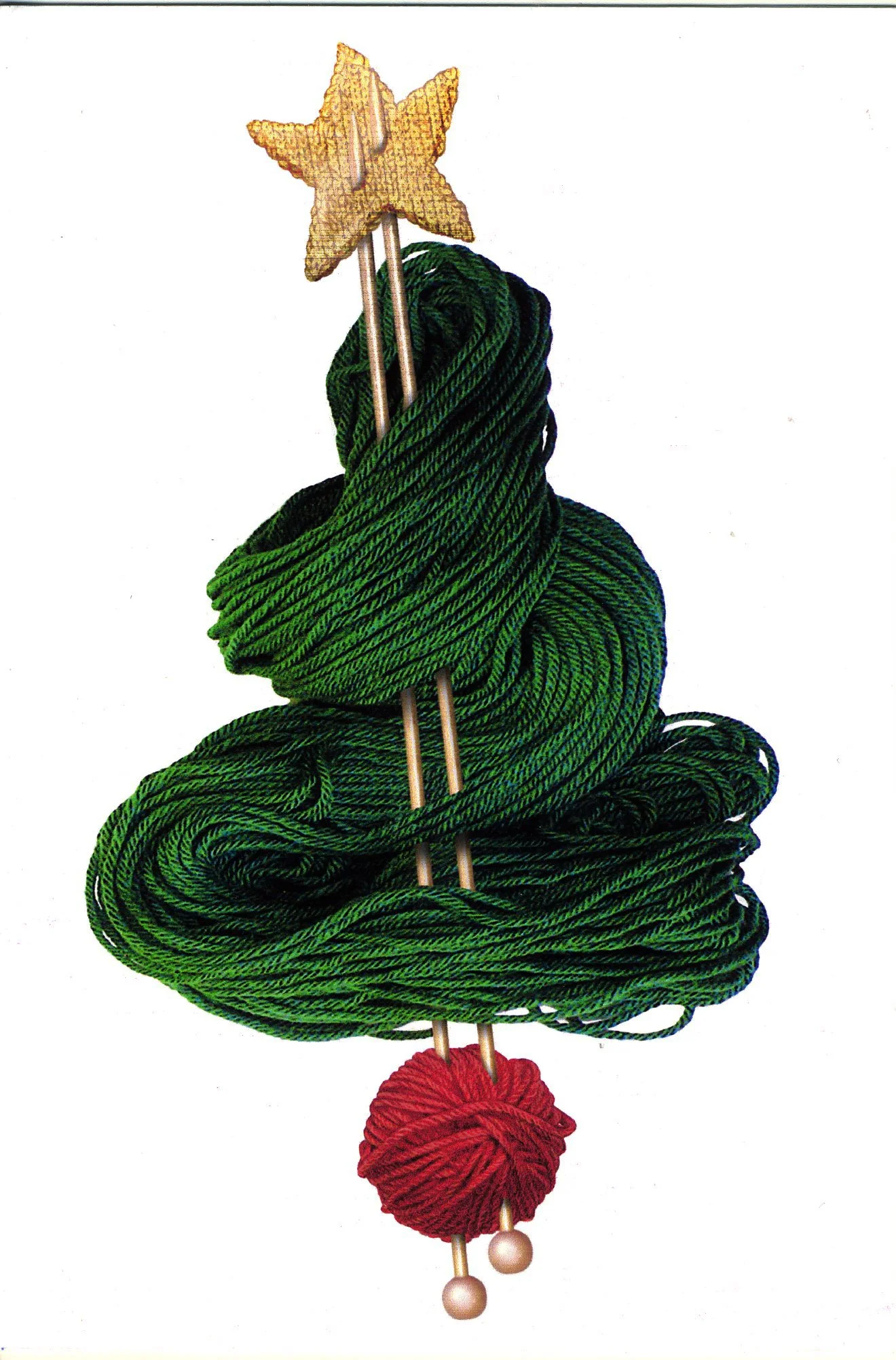 KFP12 Knitting Tree pack of 10 Christmas Greetings Cards Knit for Peace