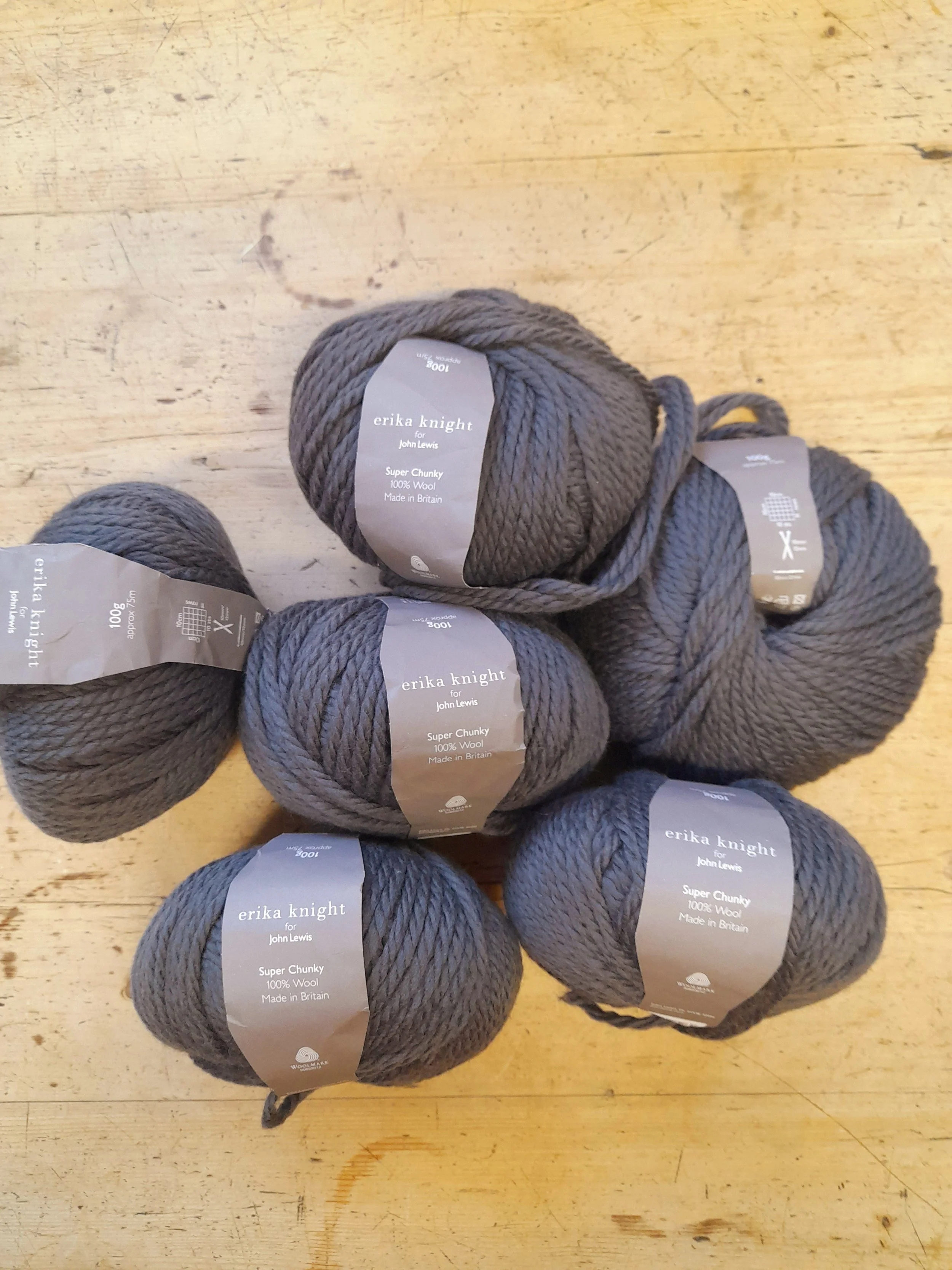 Erika Knight Super Chunky 100% Wool in Grey 600g.