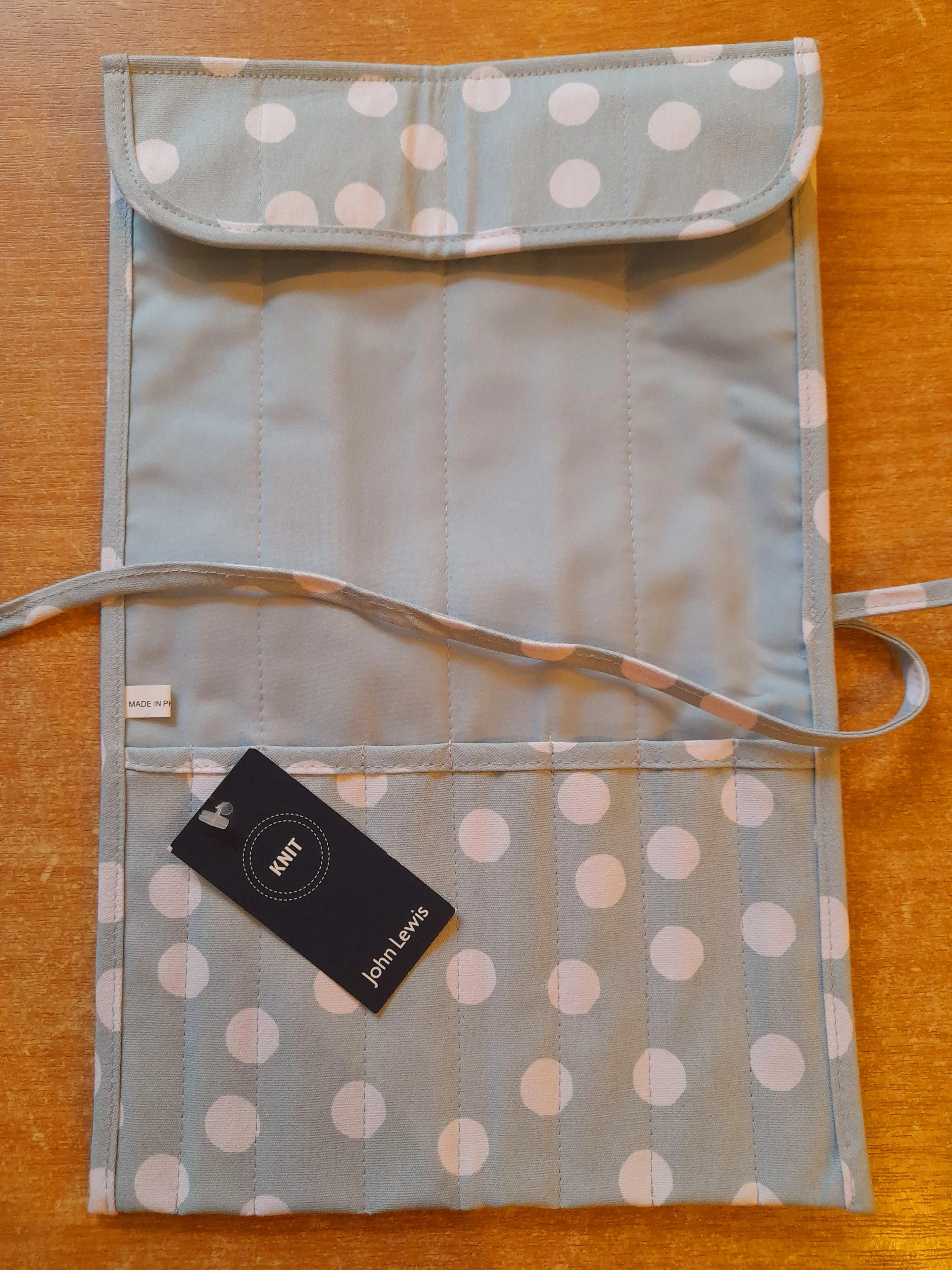 John Lewis Knitting Needle Roll cotton with 7 slots for needles