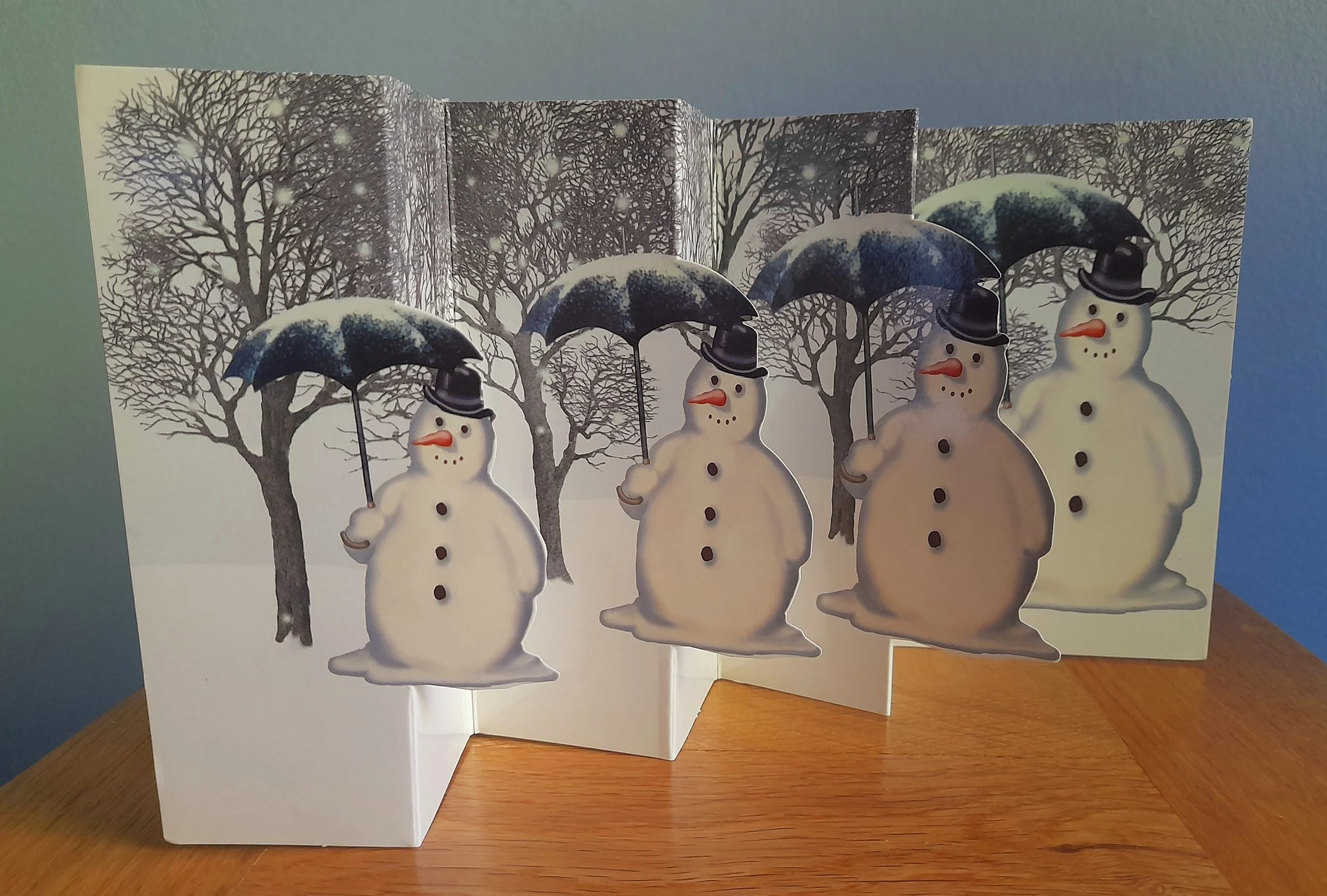 GFP3 Snowman pack of 10 small concertina Christmas Cards Goats for Peace