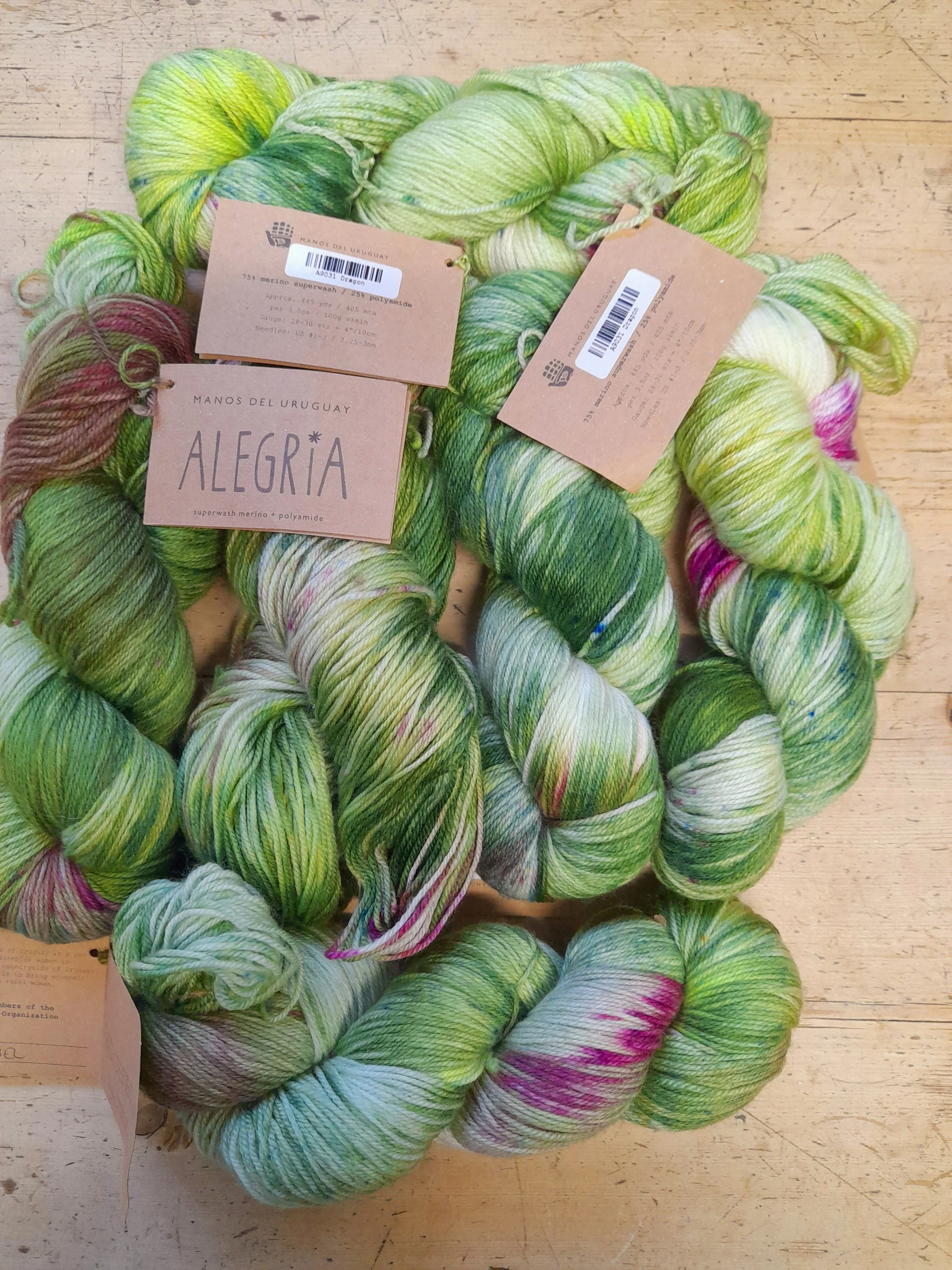 Manos del Uruguay Alegria Merino blend superwash green Dragon 600g