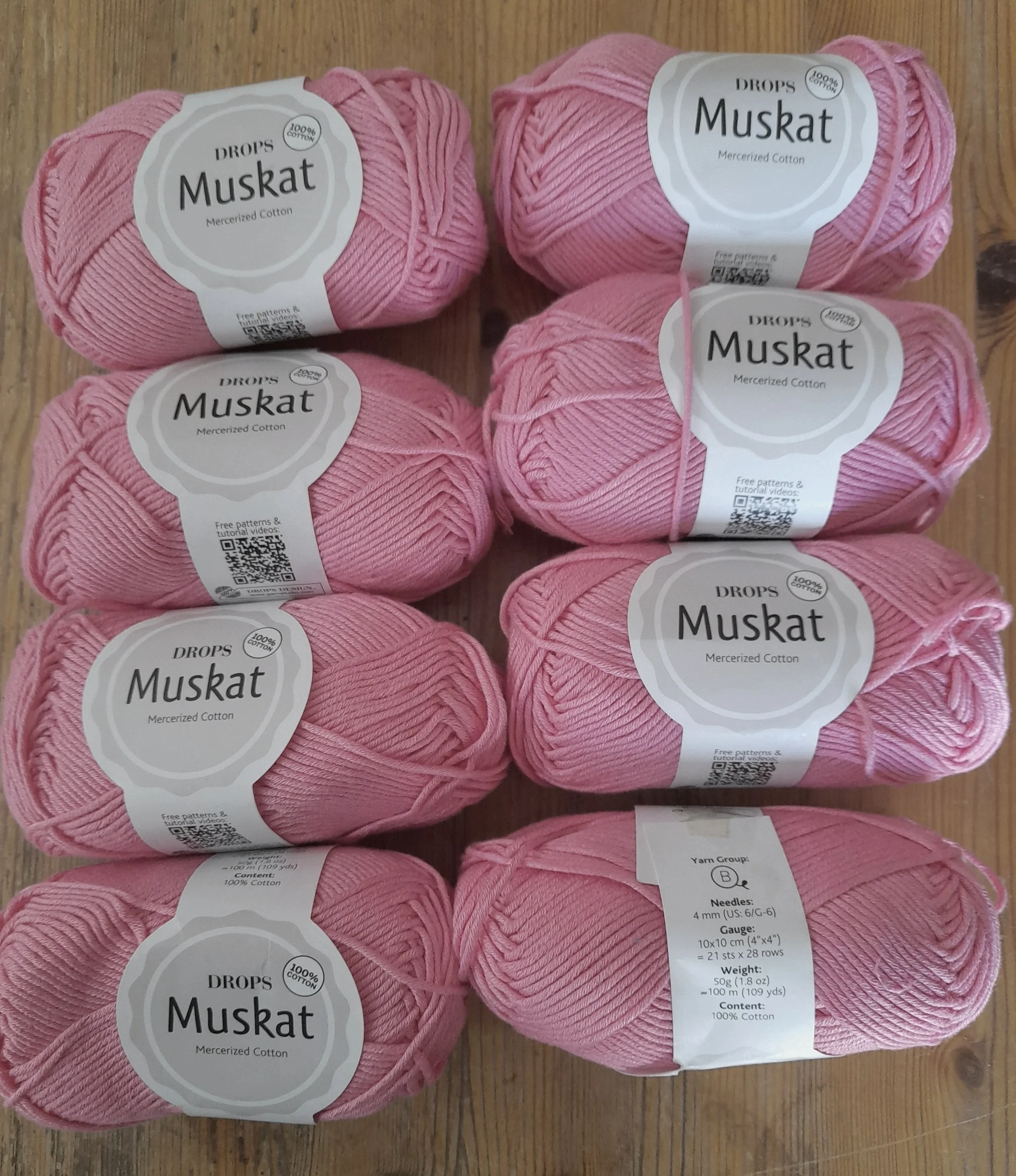 Drops Muskat Mercerized 100% Cotton double knit DK in Pink Panther 400g