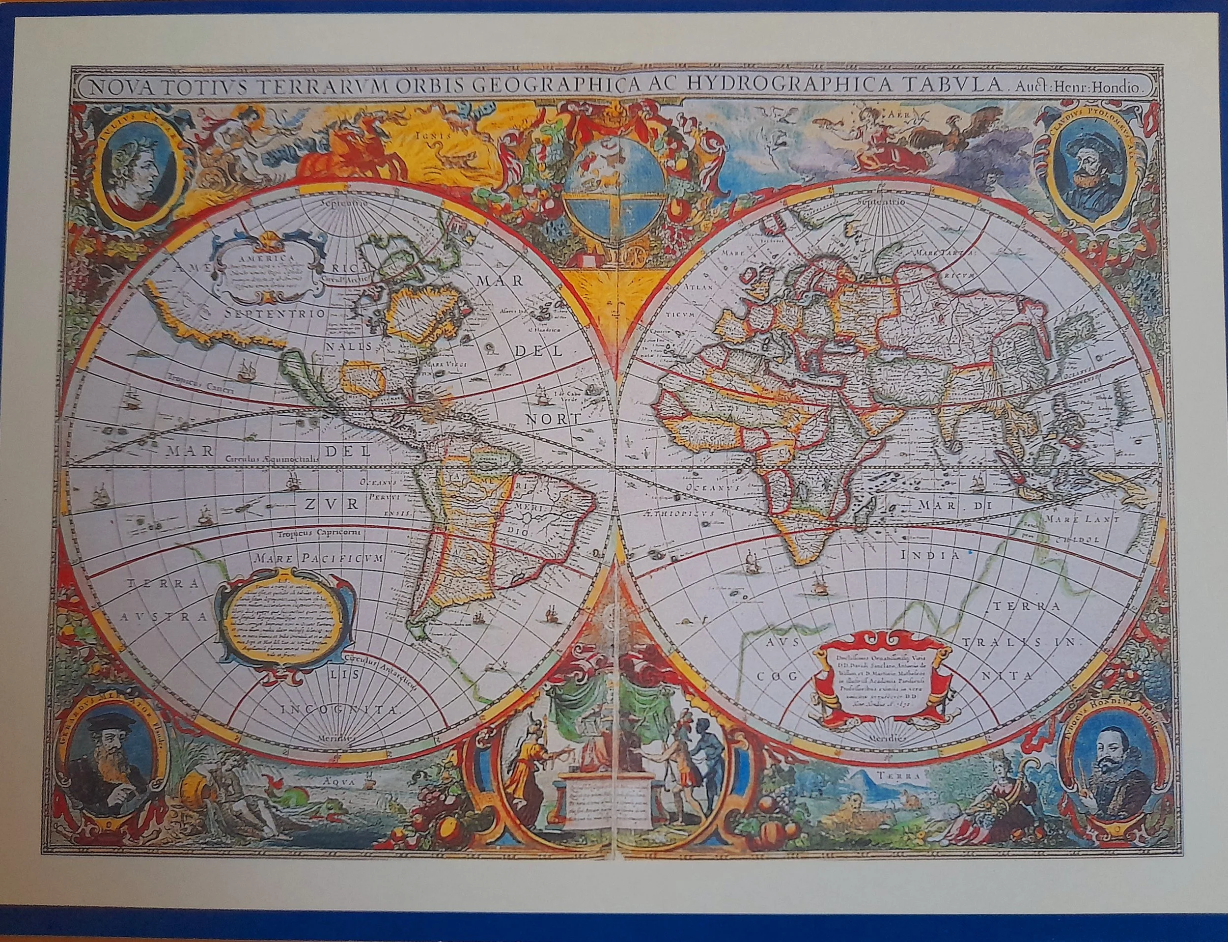 World Map 1630 pack of 5 large blank greetings cards