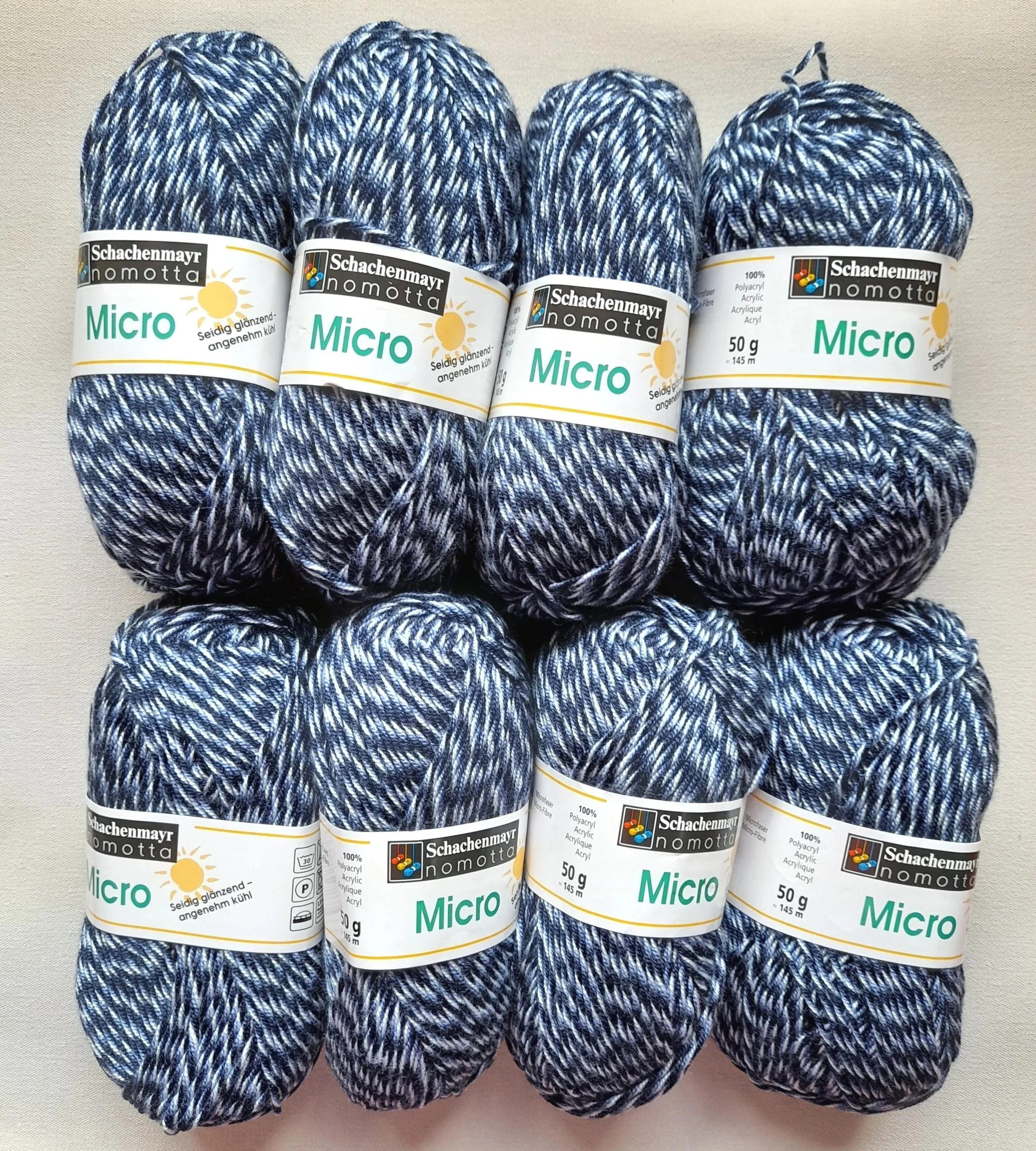(24) Schachenmayr Nomotta Microfiber 100% acrylic variegated blue 400g