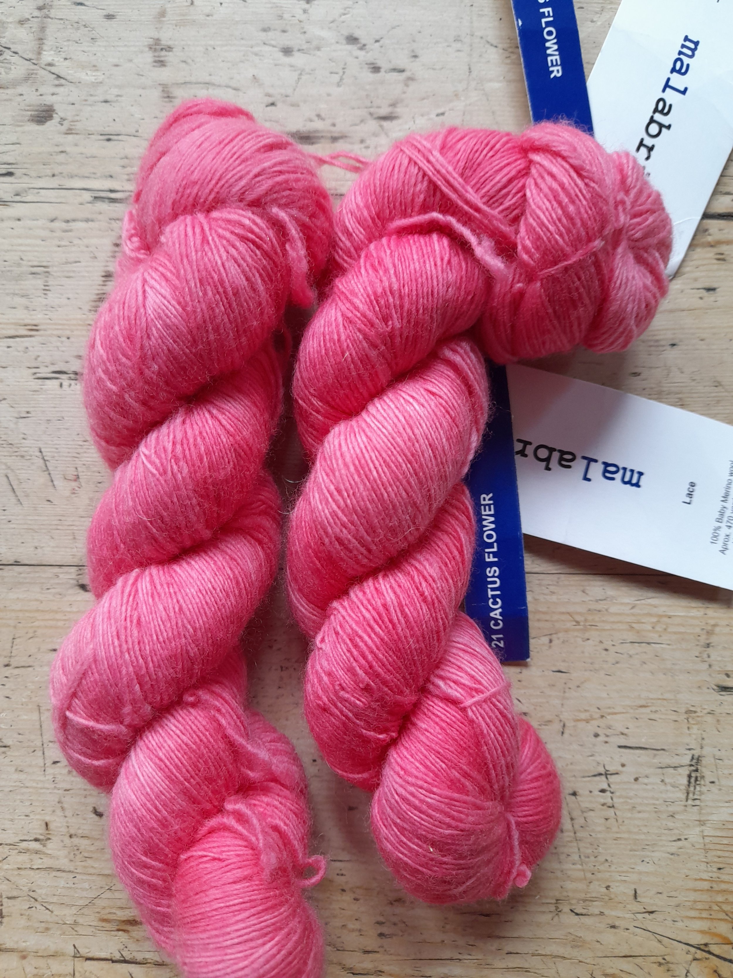 Malabrigo Lace 100% Baby Merino Wool in Cactus Flower 200g