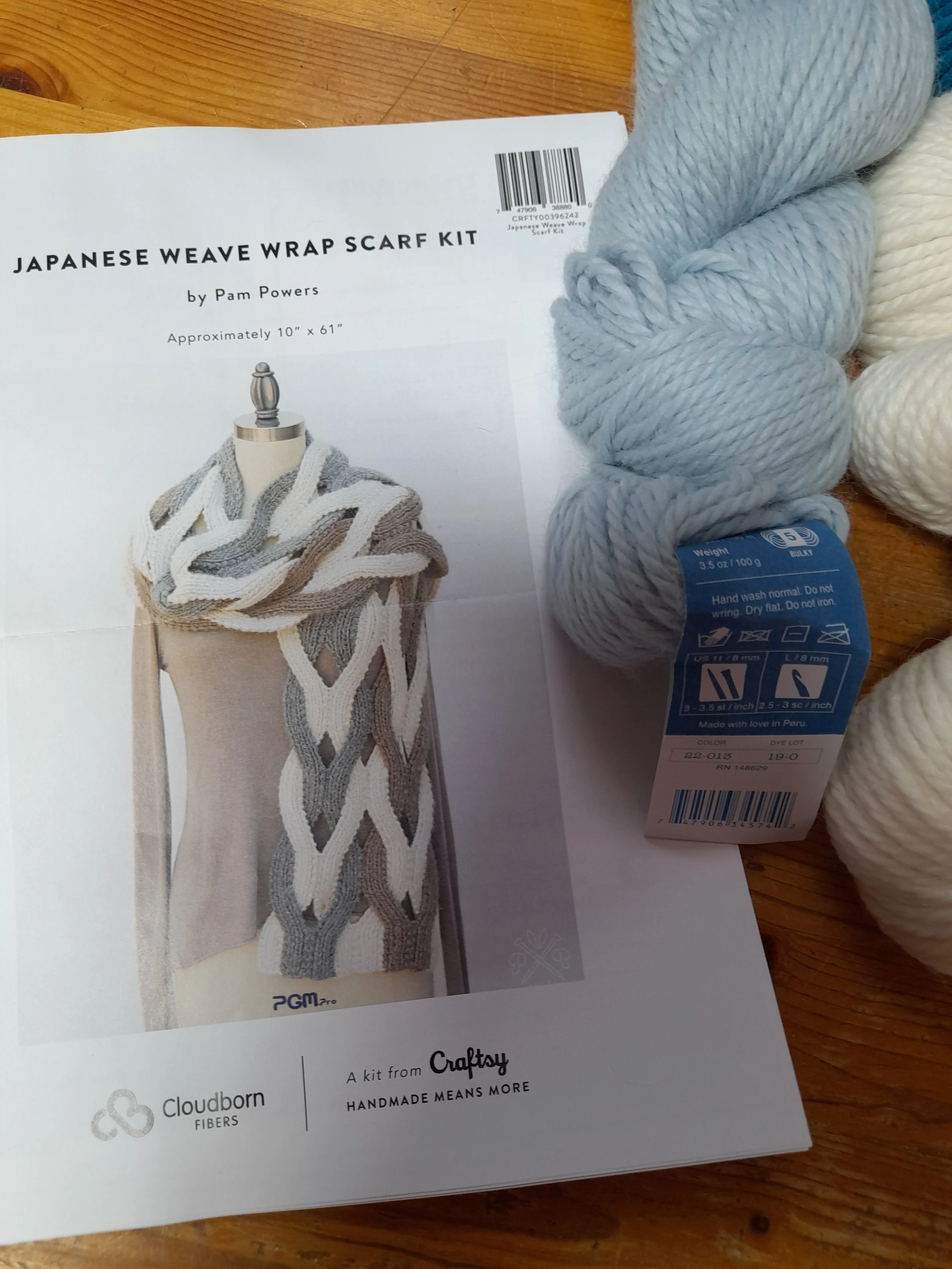 (48) Japanese Weave Wrap Scarf Kit by Pam Powers Baby Alpaca blue 700g