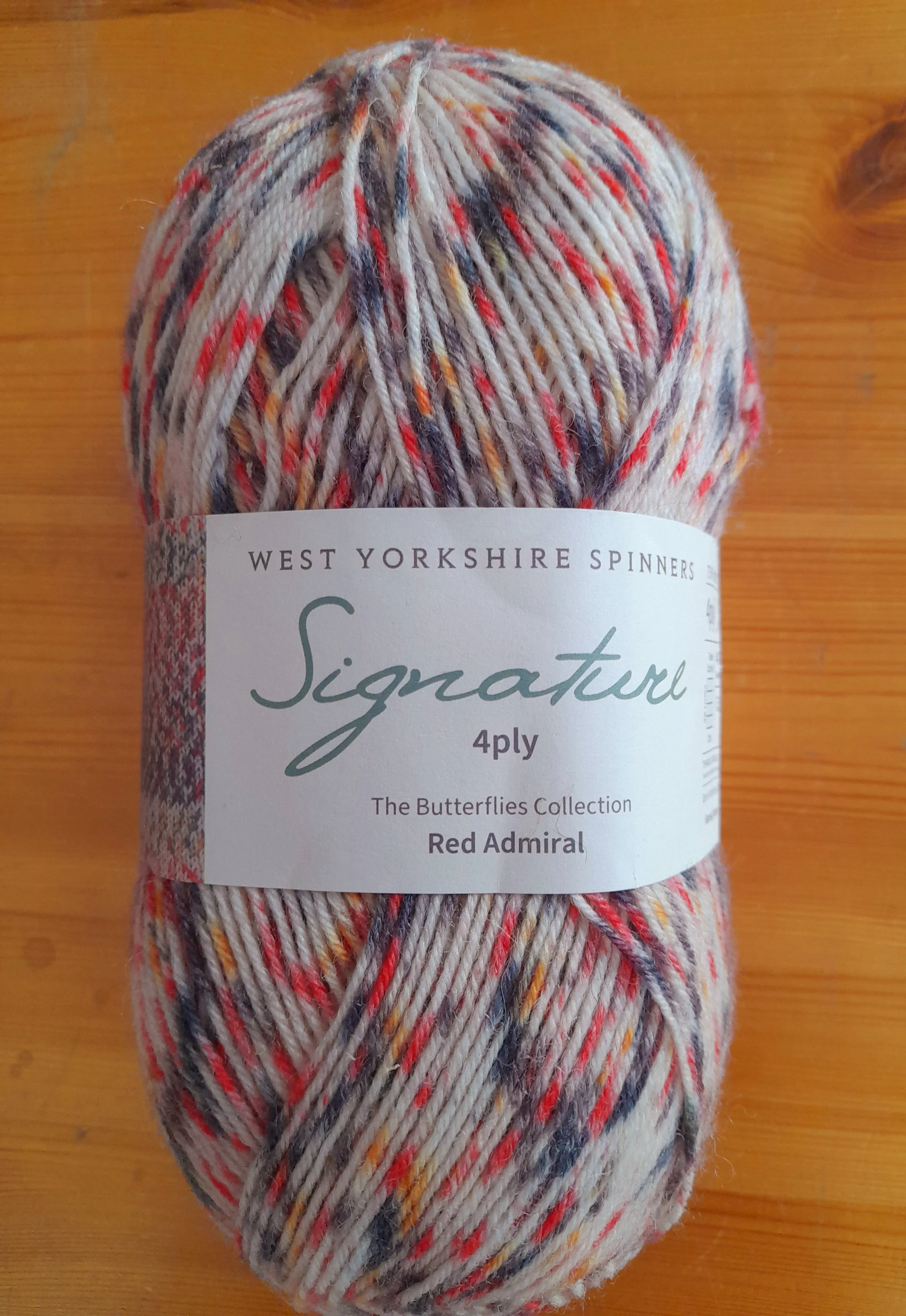 WYS West Yorkshire Spinners Signature 4ply sock yarn in Red Admiral 100g