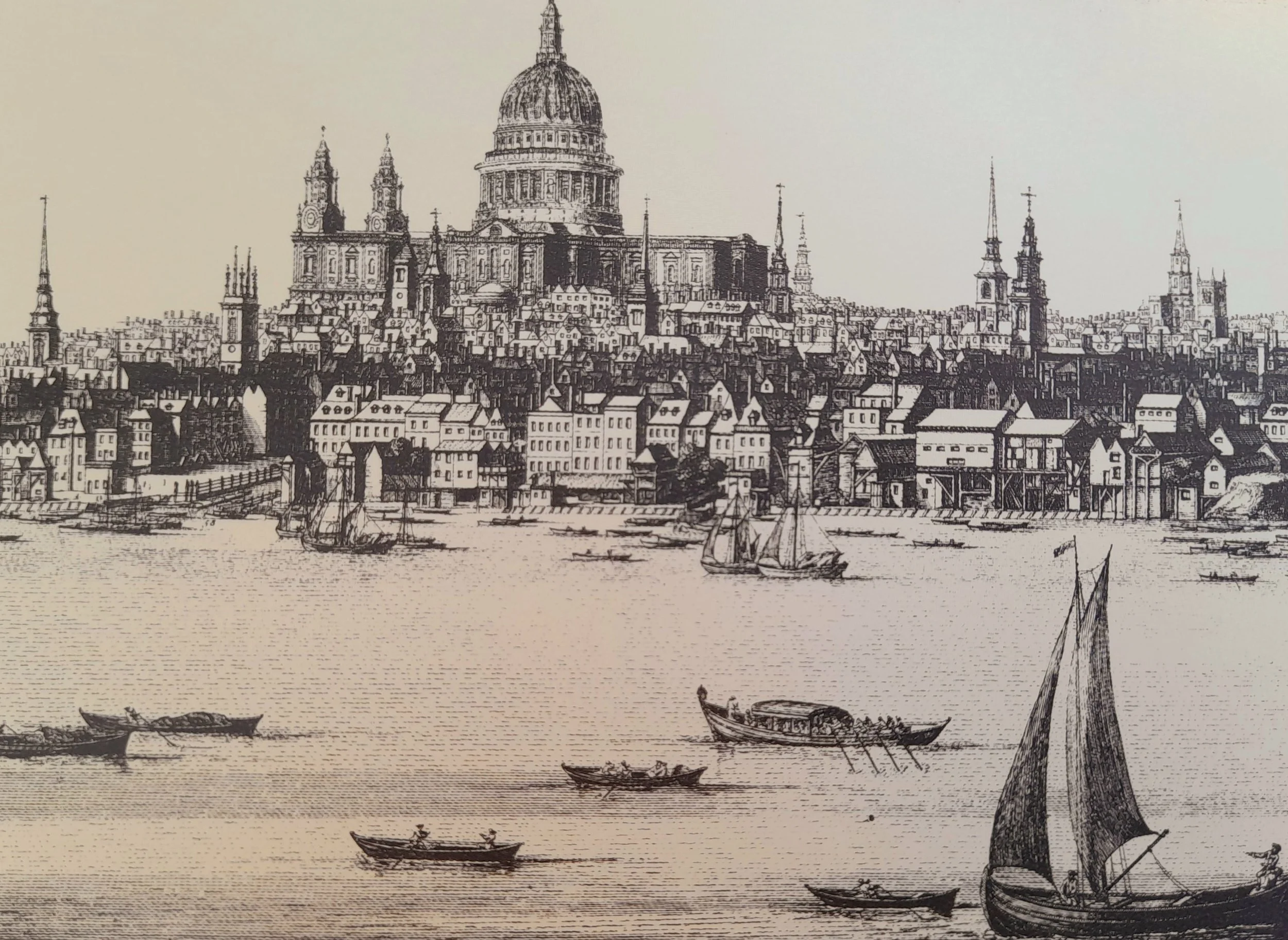 GFP1 Panorama on the Thames pack of 10 small Christmas Cards Goats for Peace