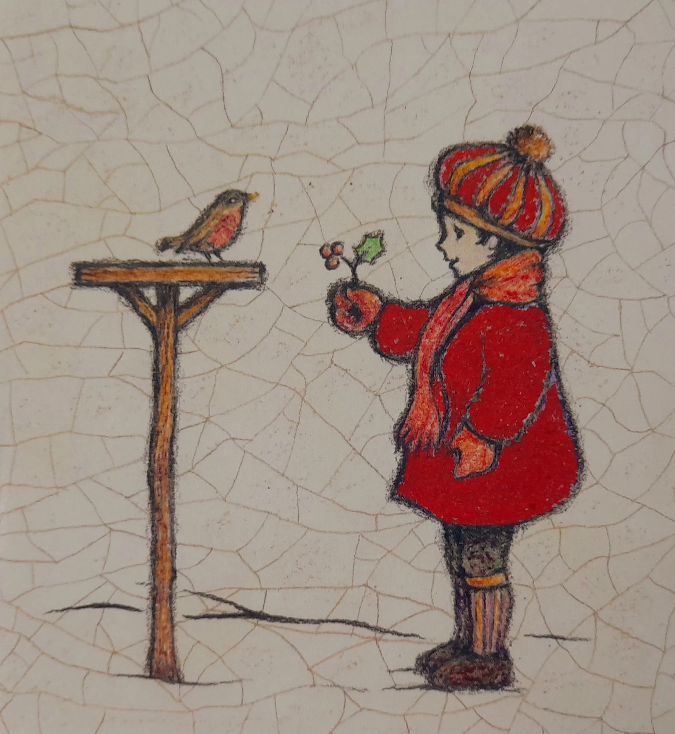 GOS7 The Bird Table pack of 10 small Christmas Cards Gift of Sight