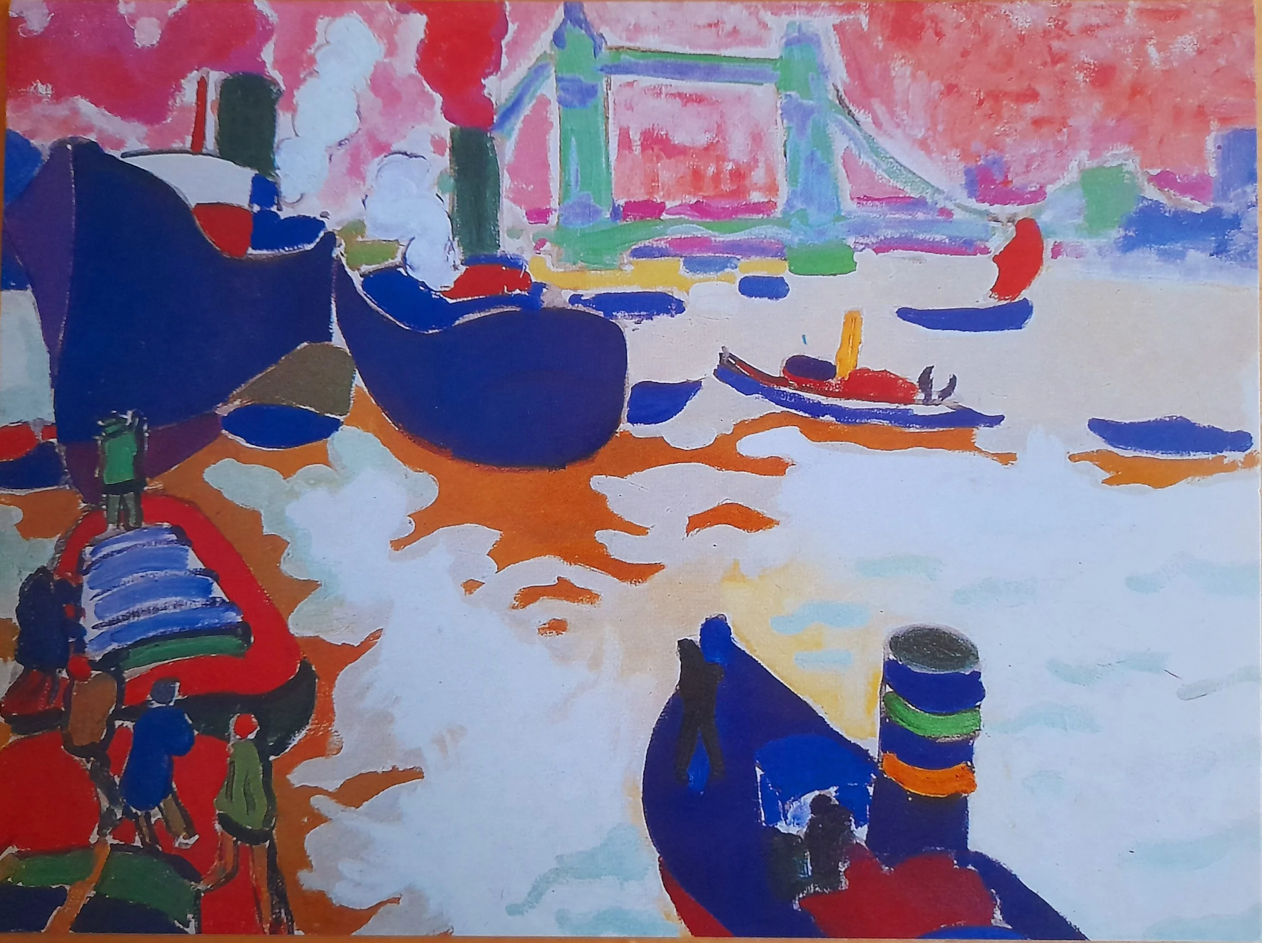 Boats on the Thames pack of 5 large blank greetings cards