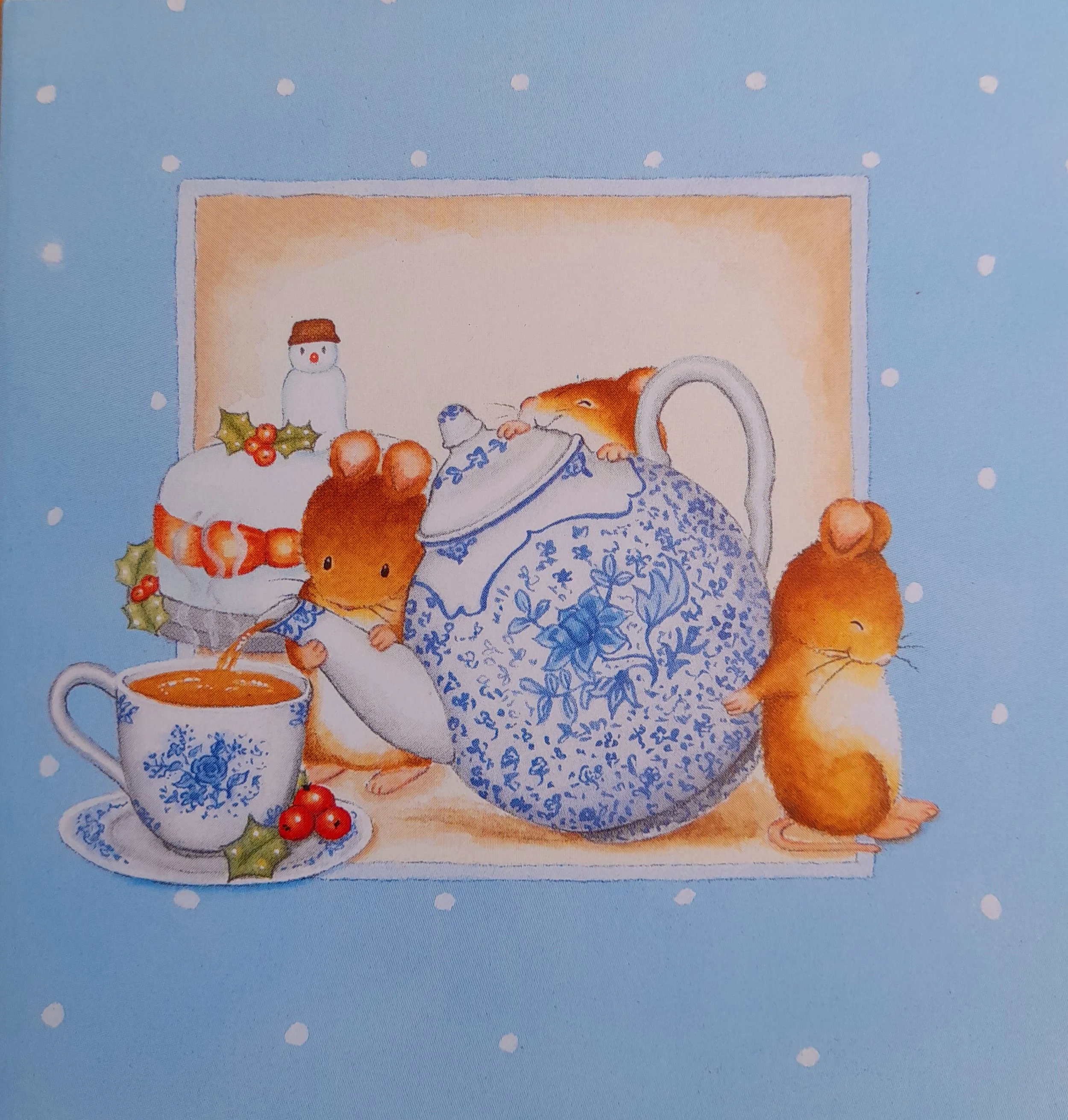 KFP4 Christmas Tea Party pack of 10 Blank Greetings Cards Knit for Peace (small)
