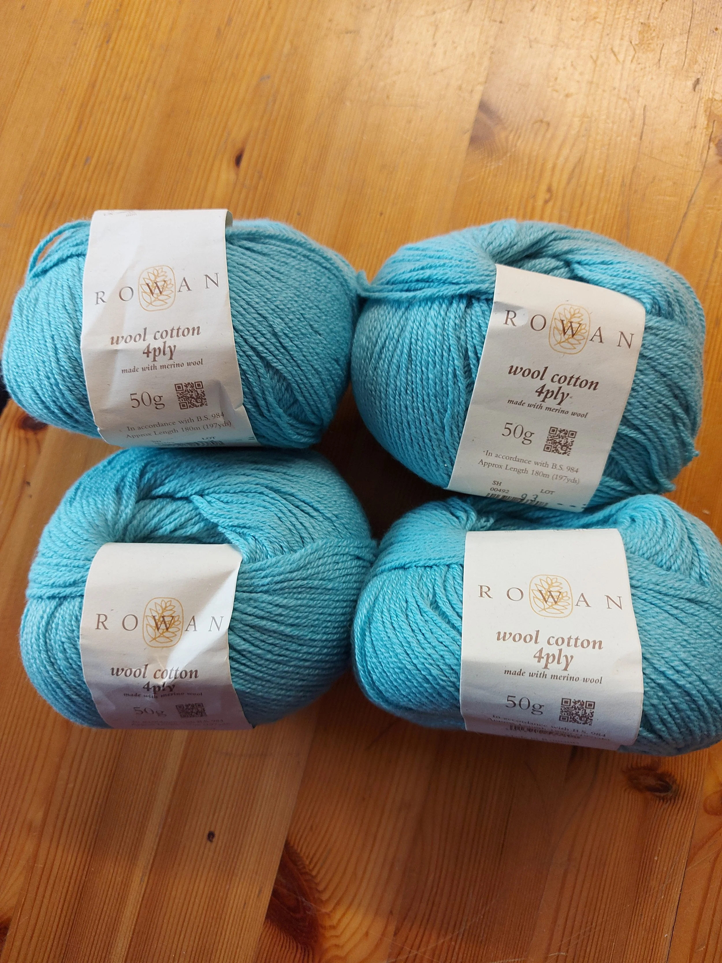 Rowan Wool Cotton 4 ply in turquoise 200g.