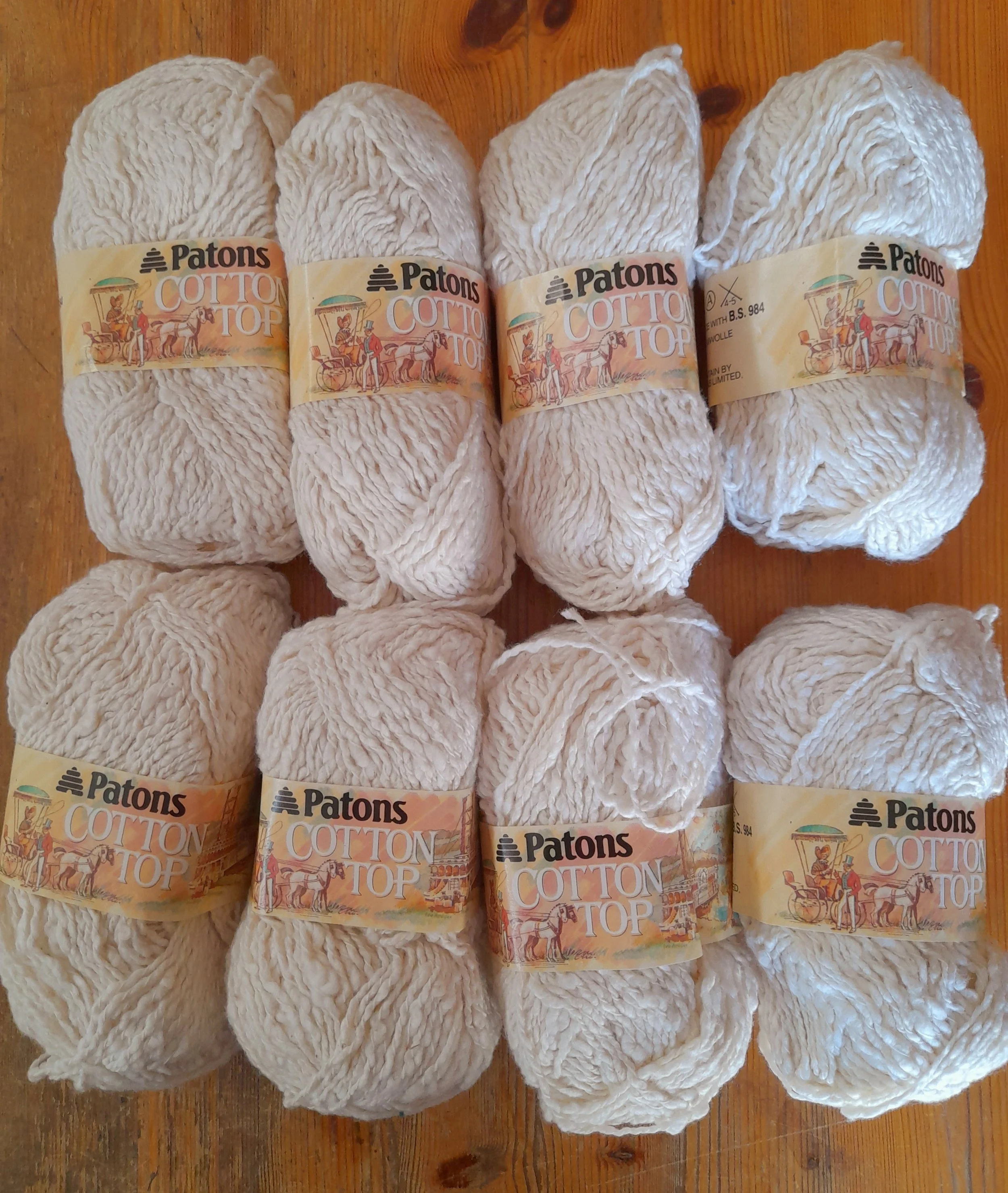 Patons Cotton Top DK Double Knit 100% Cotton in Off White 400g.