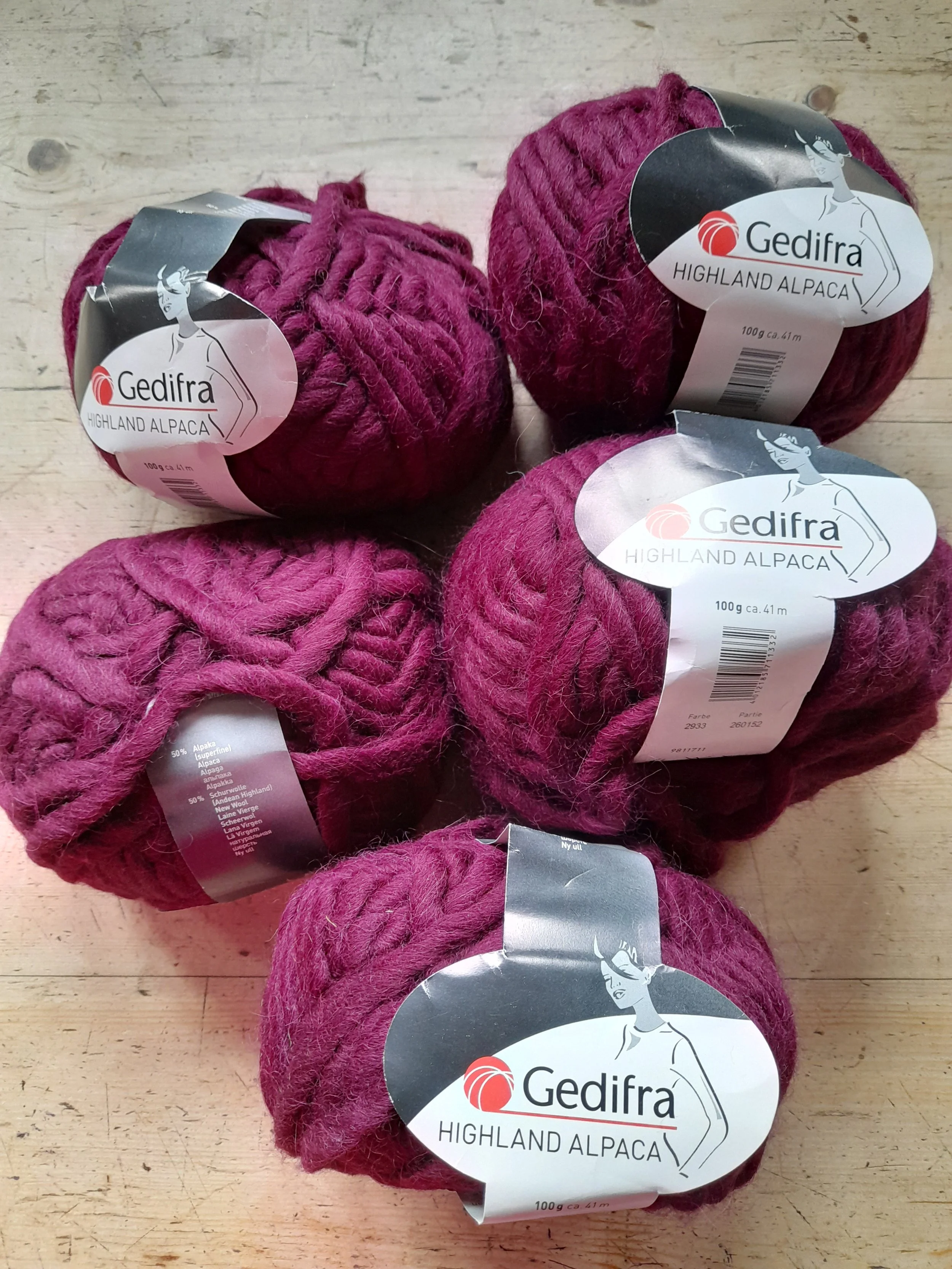Gedifra Highland Alpaca Blend super chunky in burgundy 500g
