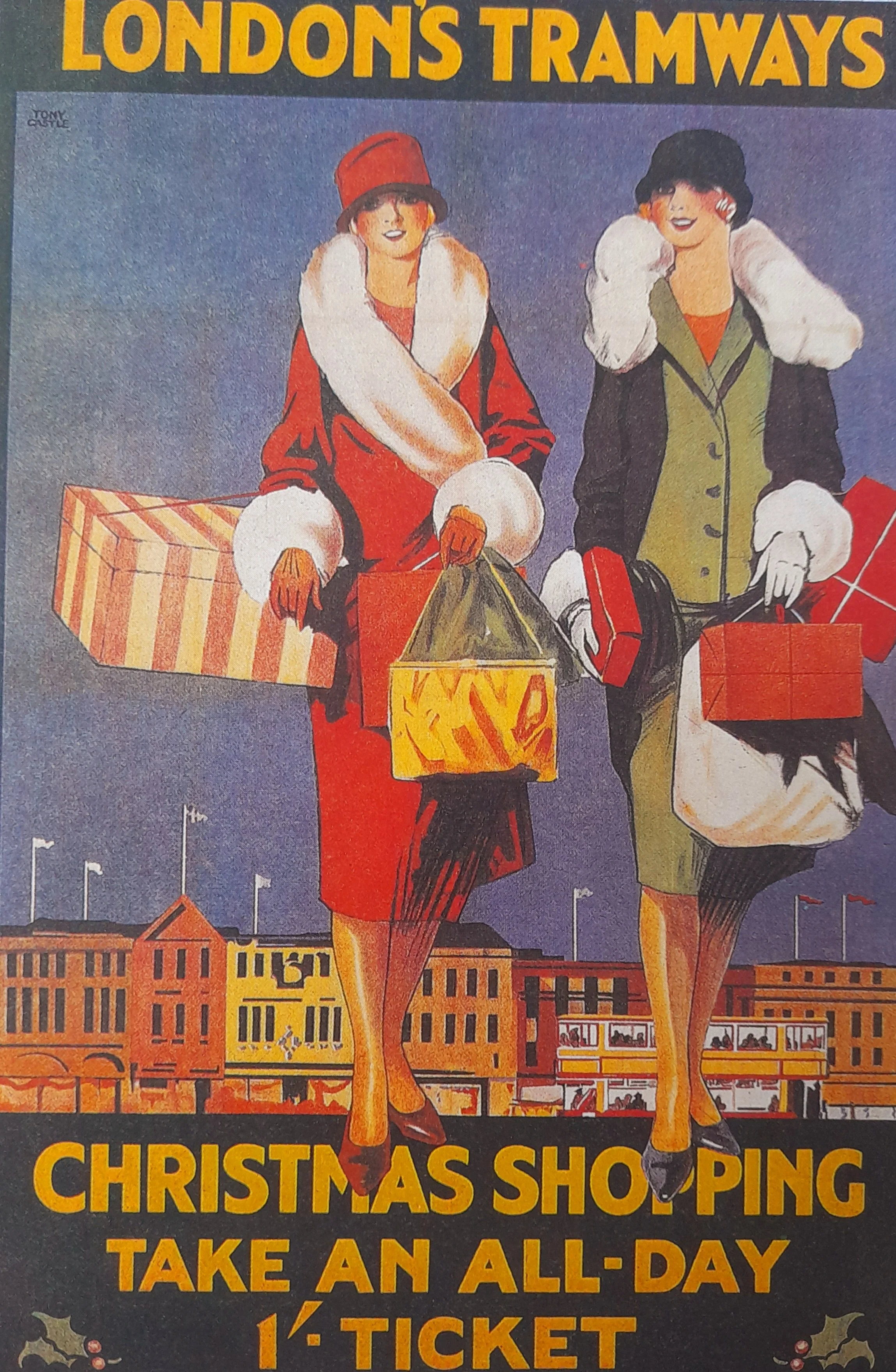 MDU11 London Shopping pack of 10 medium Christmas Cards Museum Development