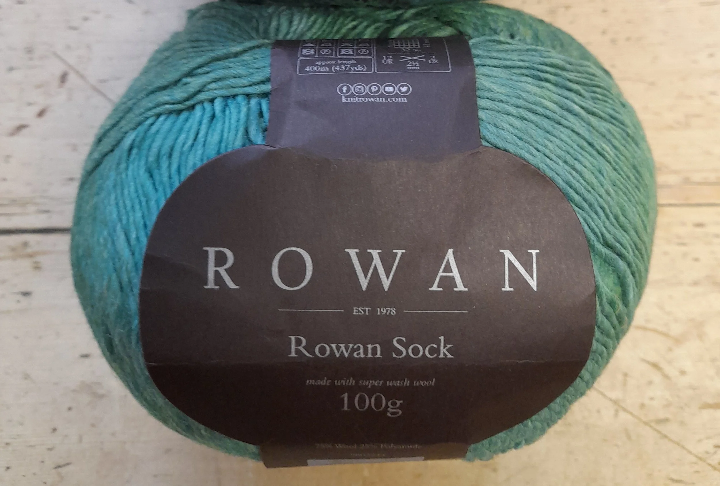 Rowan Sock yarn in emerald green 100g
