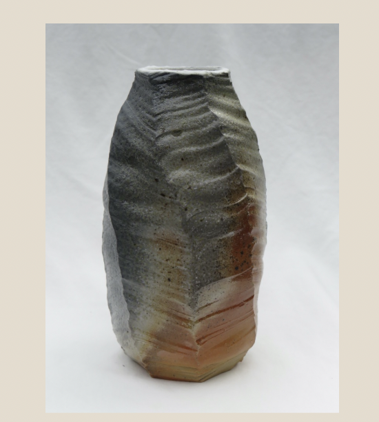 Wood fired faceted vase