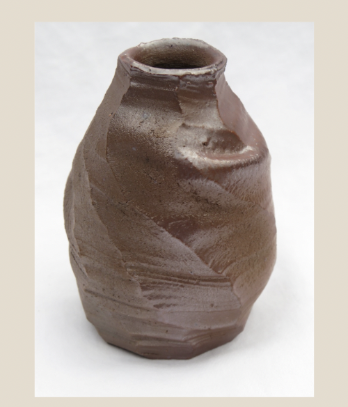 wood fired faceted vase