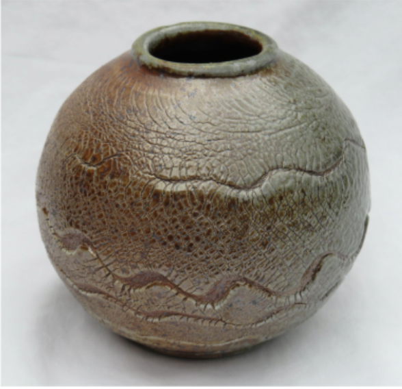 Soda fired globular vase
