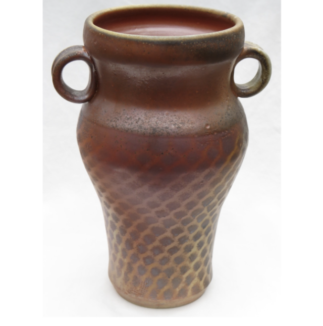 wood fired vase withe local clay decoration
