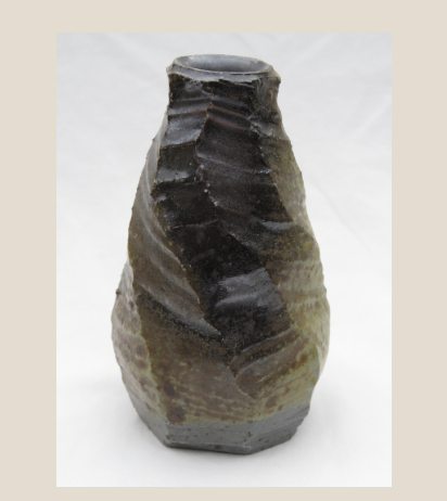 wood fired faceted vase
