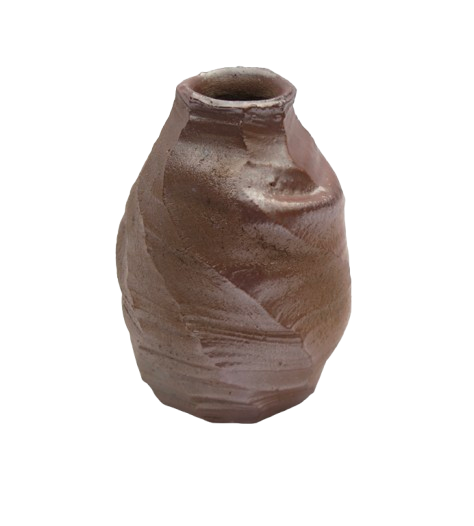 wood fired faceted vase