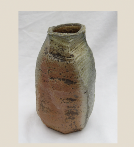 wood fired faceted vase