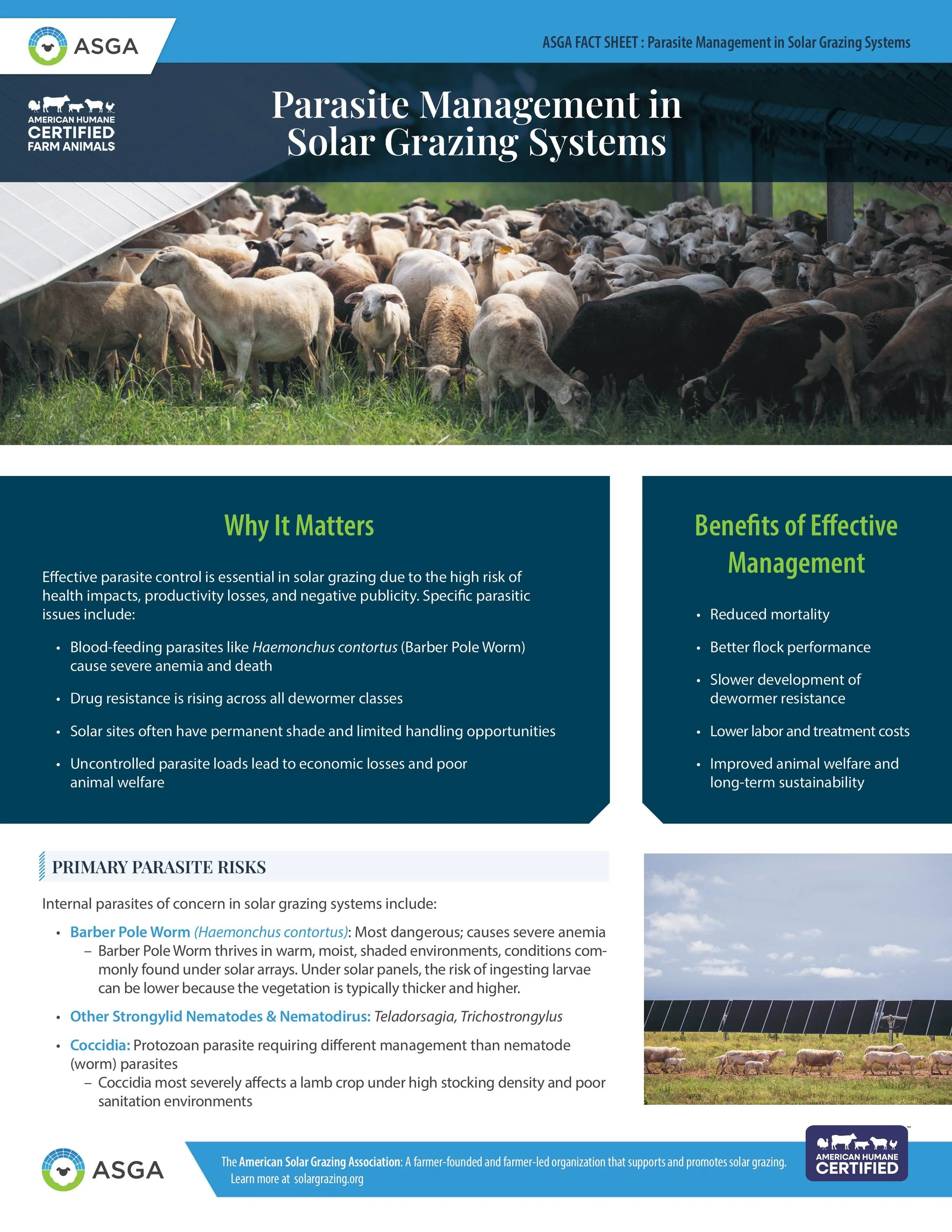 cover of parasite management in solar grazing systems fact sheet