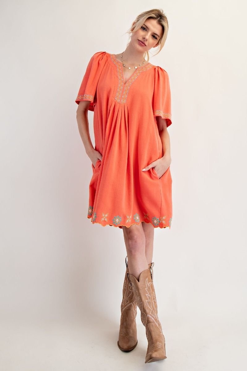 Coral Scallop Dress