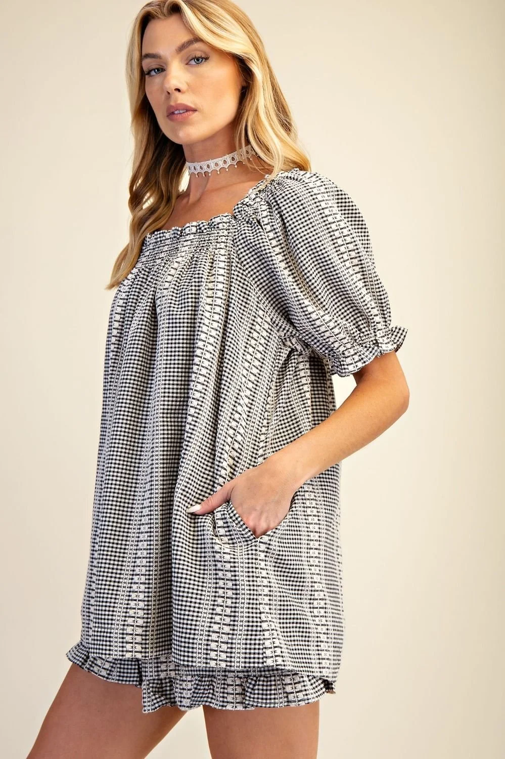 Bubble Sleeve Blouse - Black