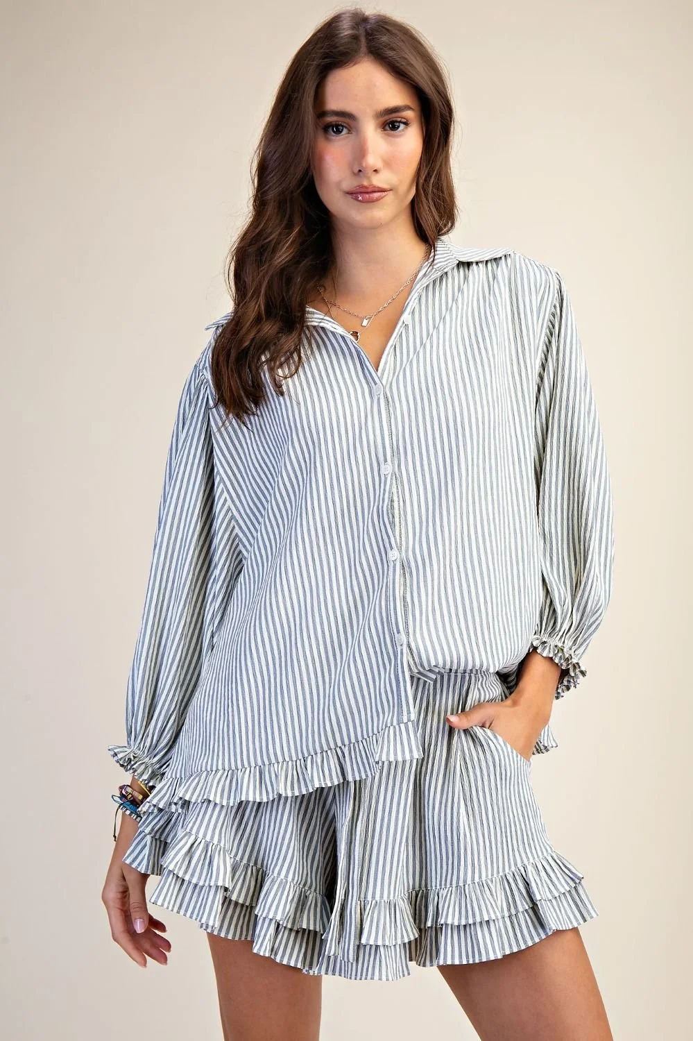 Ruffled Striped Blouse