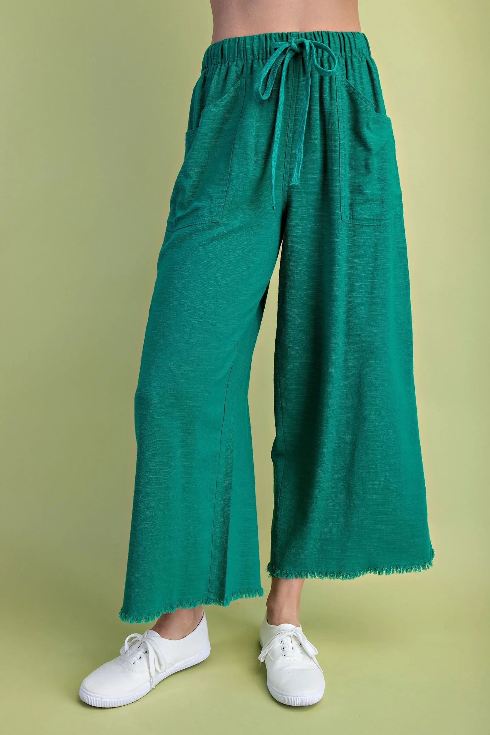Coast Ease Cropped Pants - Emerald Green