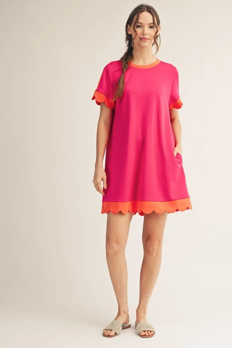 Scalloped Scuba Dress