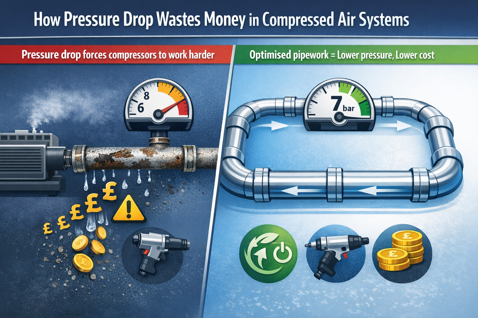 Compressed Air Pressure Drop: The Hidden Cost Draining UK Industrial Businesses