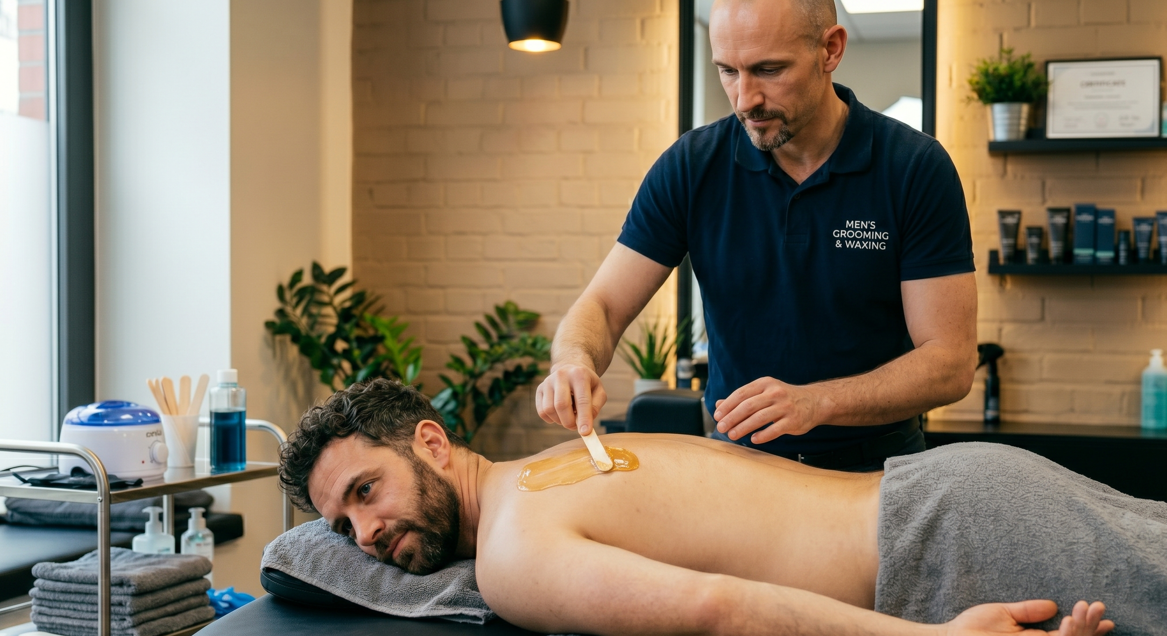 Mann lässt sich den Rücken waxen bei Menesthetic in Zürich, dem Waxingstudio für Männer