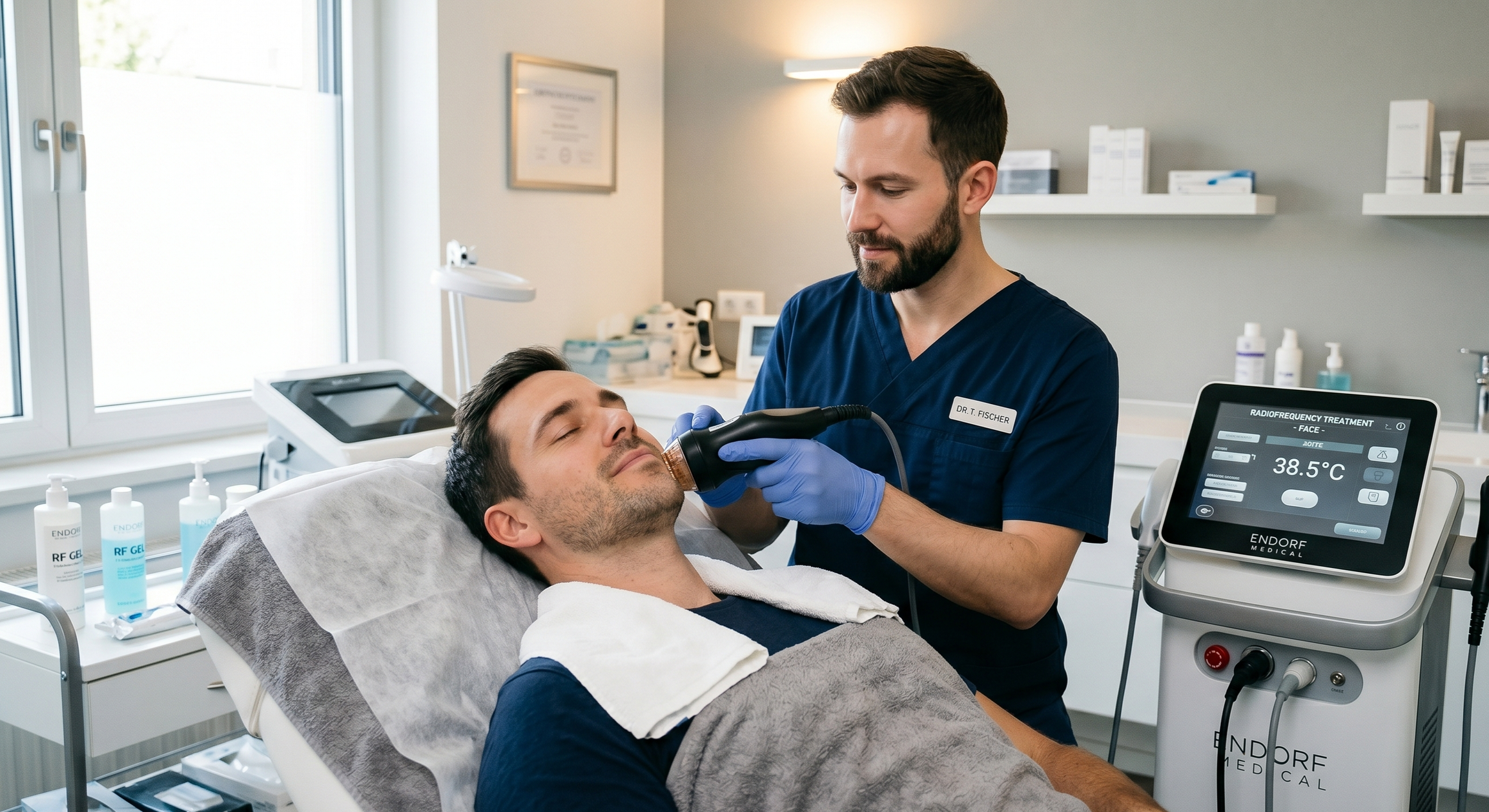 Hautstraffung Gesicht Mann mit Radiofrequenz