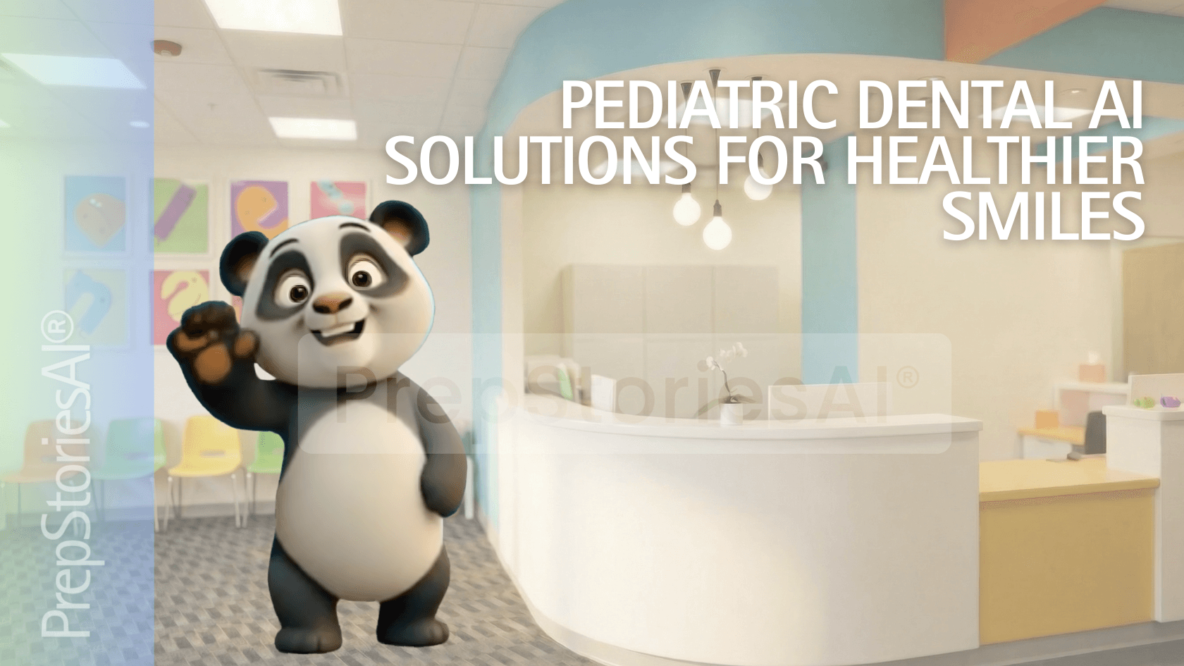 Hero character for pediatric dental AI solutions in a children’s dental office