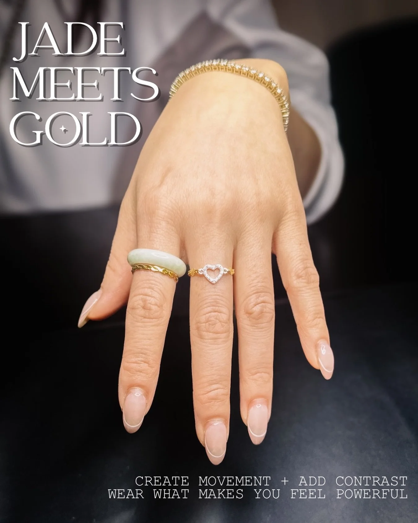 Where elegance meets intention ✨

There&rsquo;s something timeless about jade. When paired with gold, it becomes effortlessly elevated. Impactful, refined &amp; made to stand out quietly.

Stack it. Layer it. Make a bold statement 💚✨

Let&rsquo;s cr