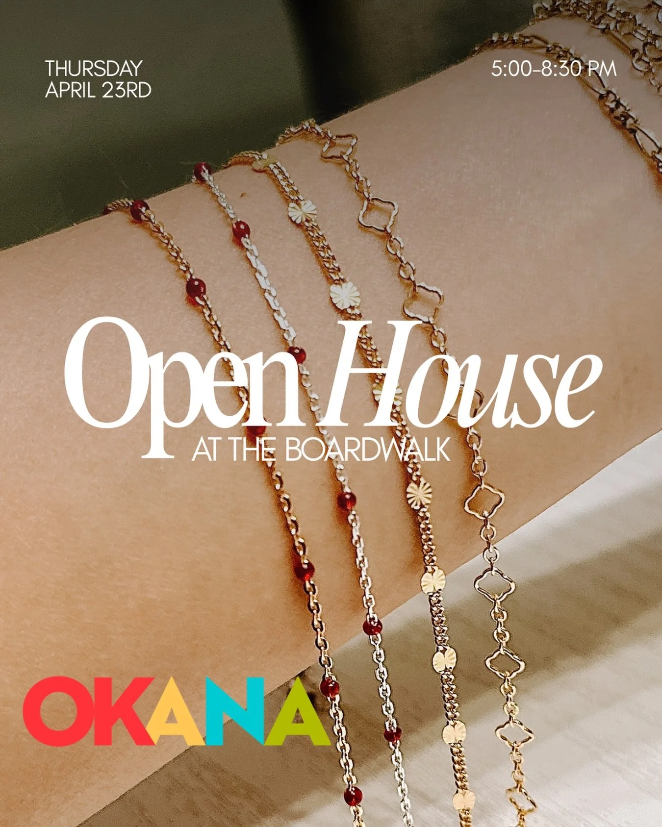 Guess what? We are popping up this Thursday, April 23rd at the @okanaresort!

If you missed us at our last event, don&rsquo;t worry&mdash; the Spring Collection will be making its debut again 🦋

So come join us from 5-8:30pm for The Boardwalk Open H