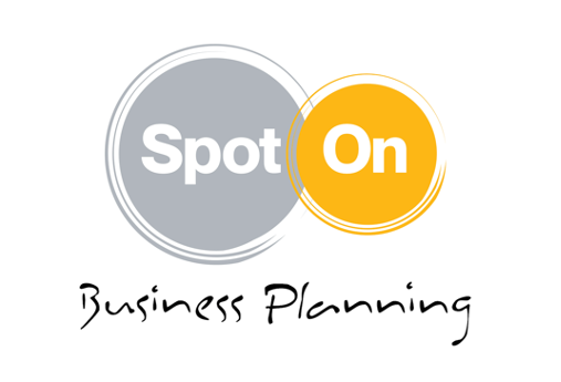 Graphic with overlapping circles saying 'Spot On' and 'Business Planning' handwritten below.