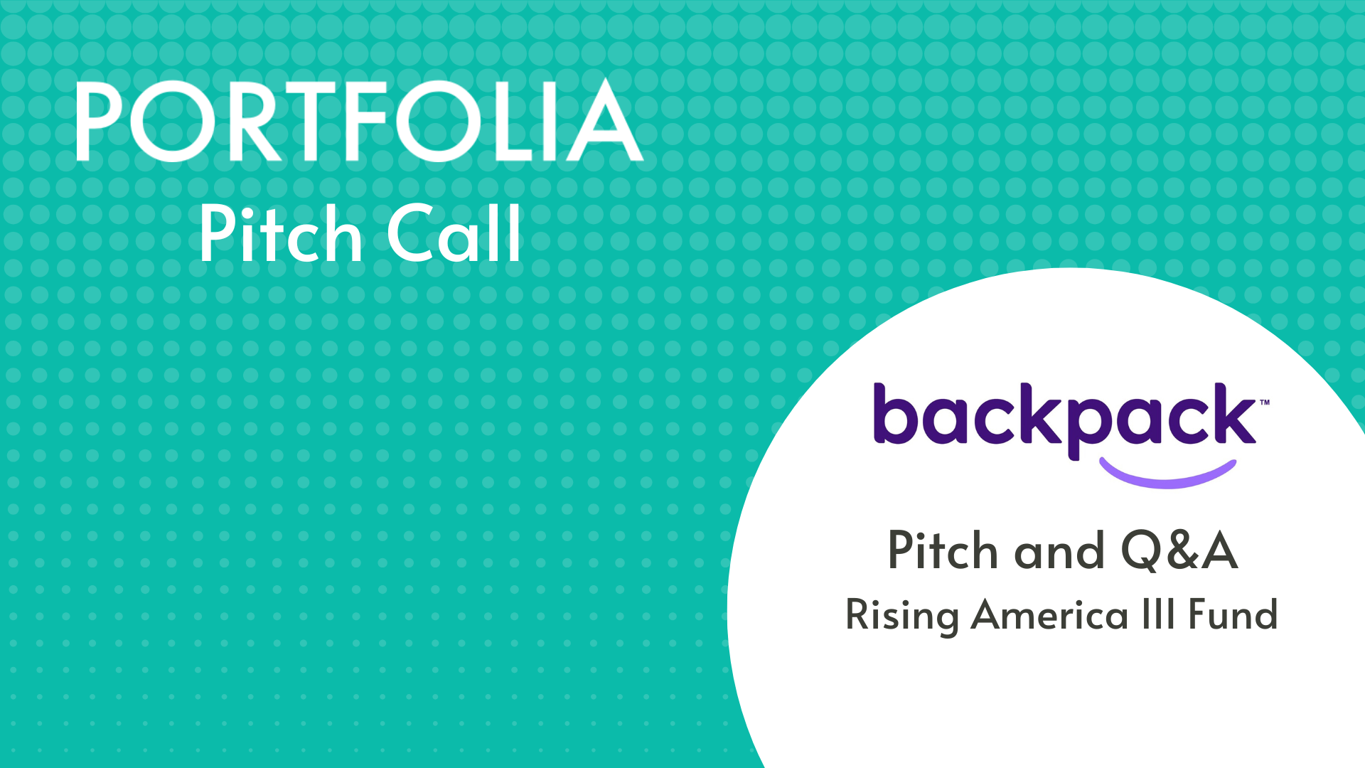 Backpack Pitch and Q&amp;A