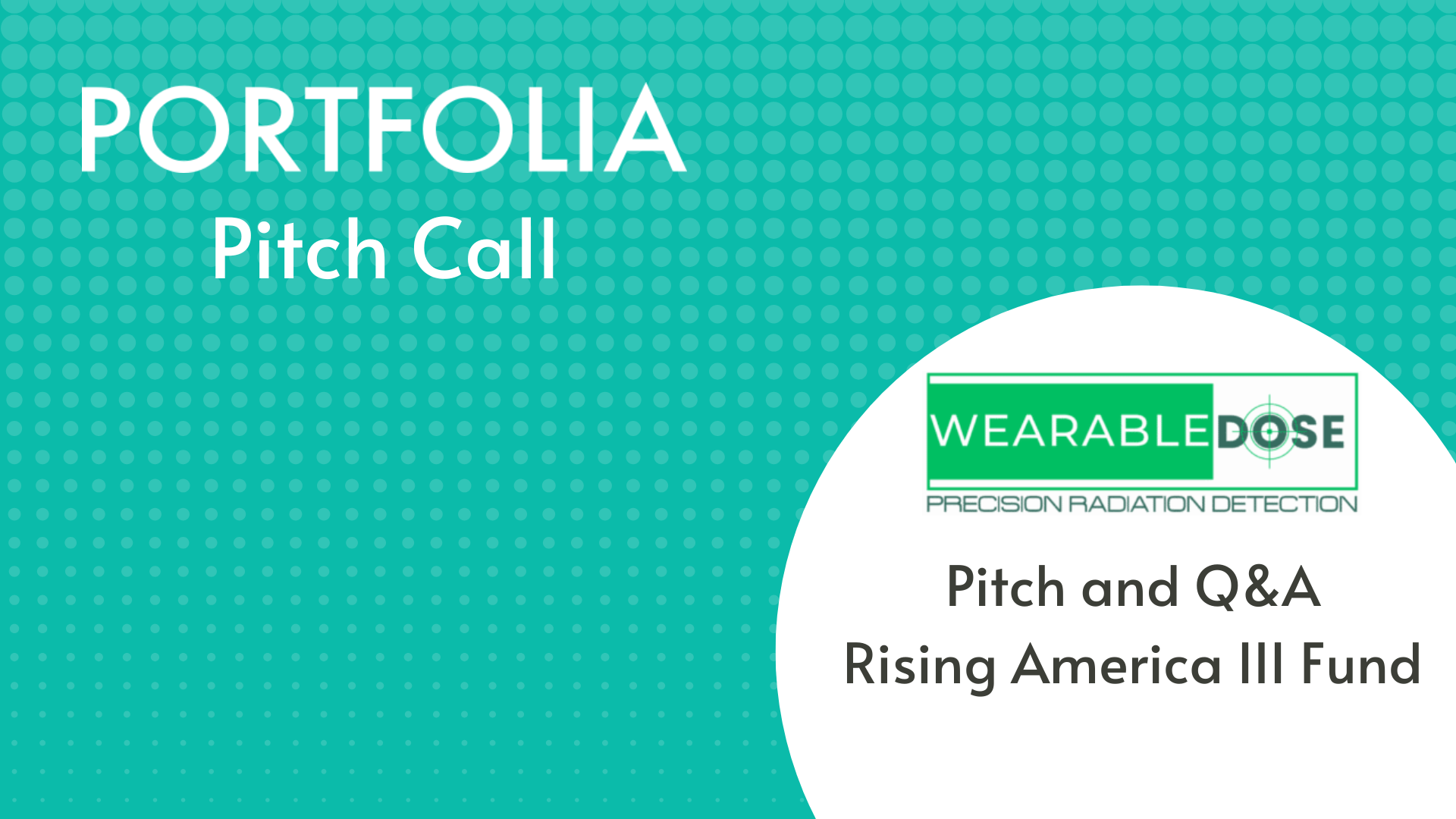 Wearable Dose Pitch and Q&amp;A