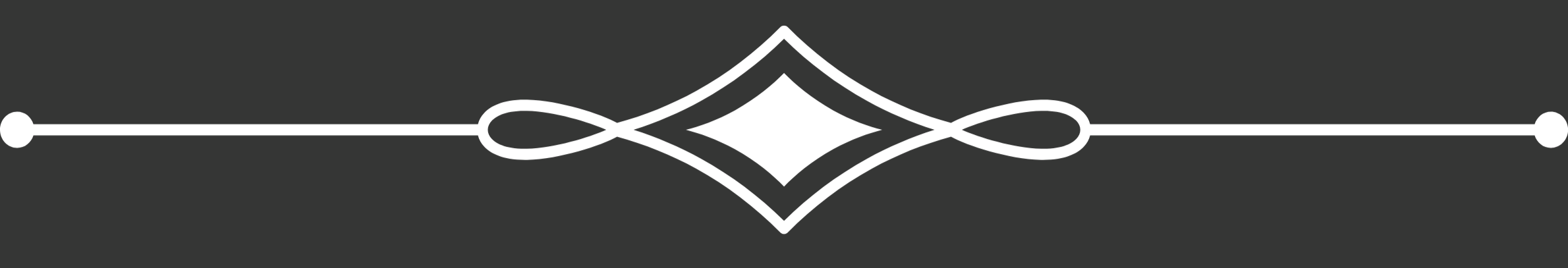 Decorative white line design with symmetrical curves and diamond shapes on a dark background on a Charlotte wedding planner's website.